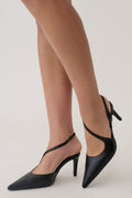 Jaq Asymmetrical Sling Heel - Black