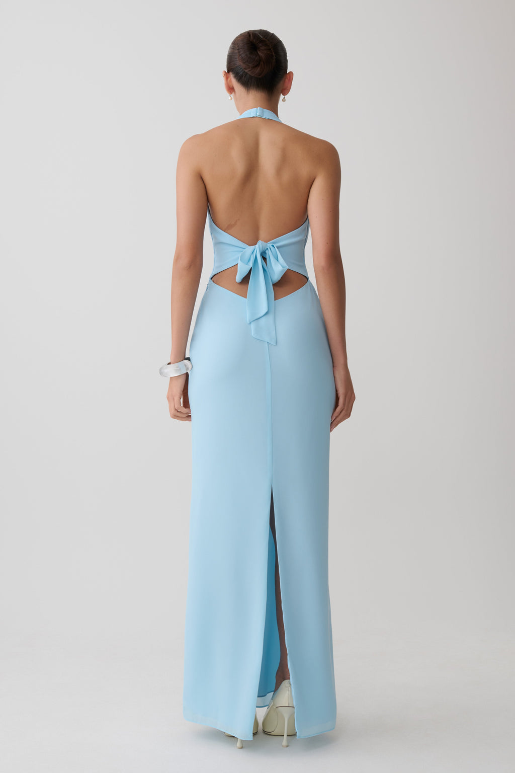 Valentina Chiffon Halter Maxi Dress - Pale Blue
