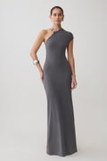 Oden Slinky Maxi Dress With Hardware - Grey