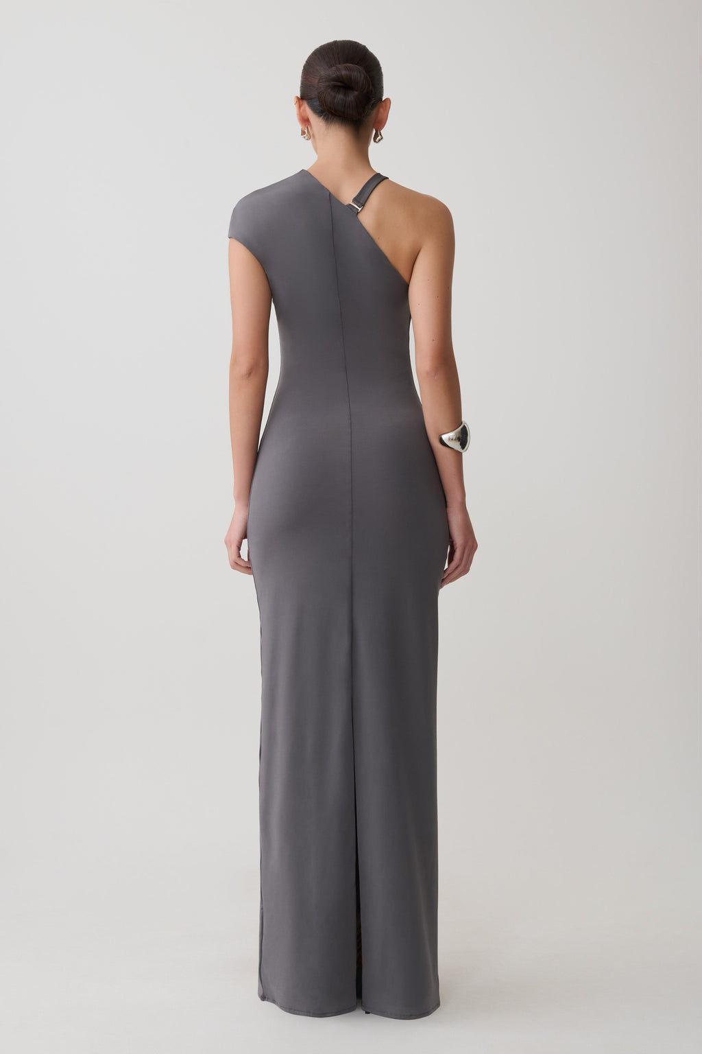 Oden Slinky Maxi Dress With Hardware - Grey