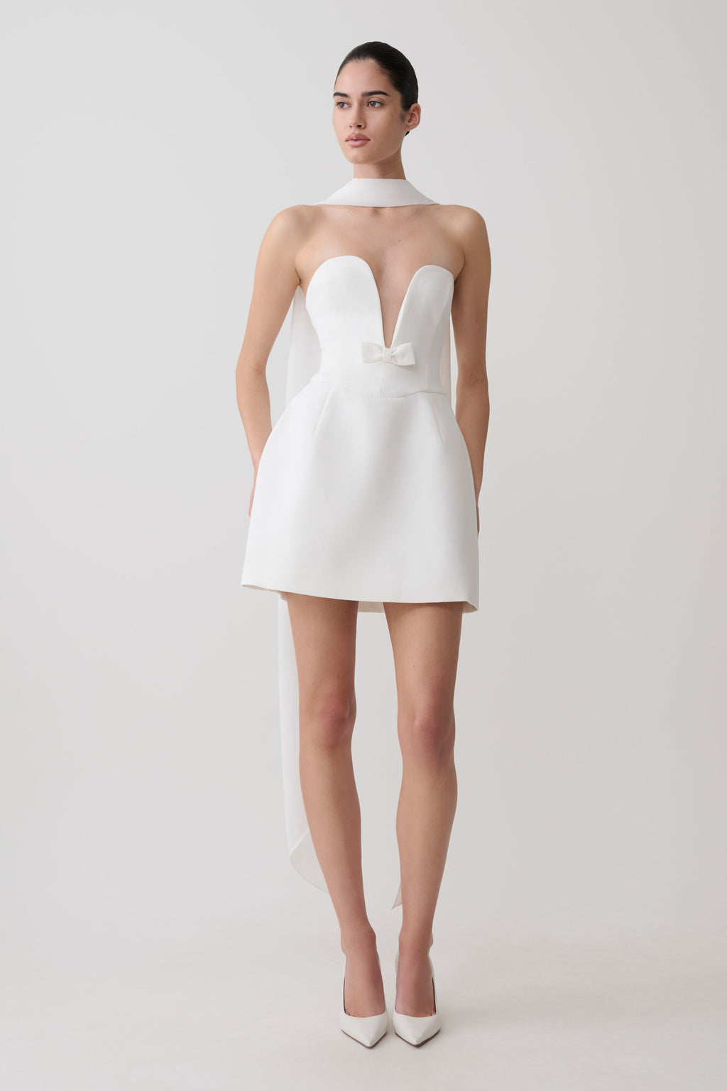 Orellia Strapless Suiting Mini Dress - Ivory
