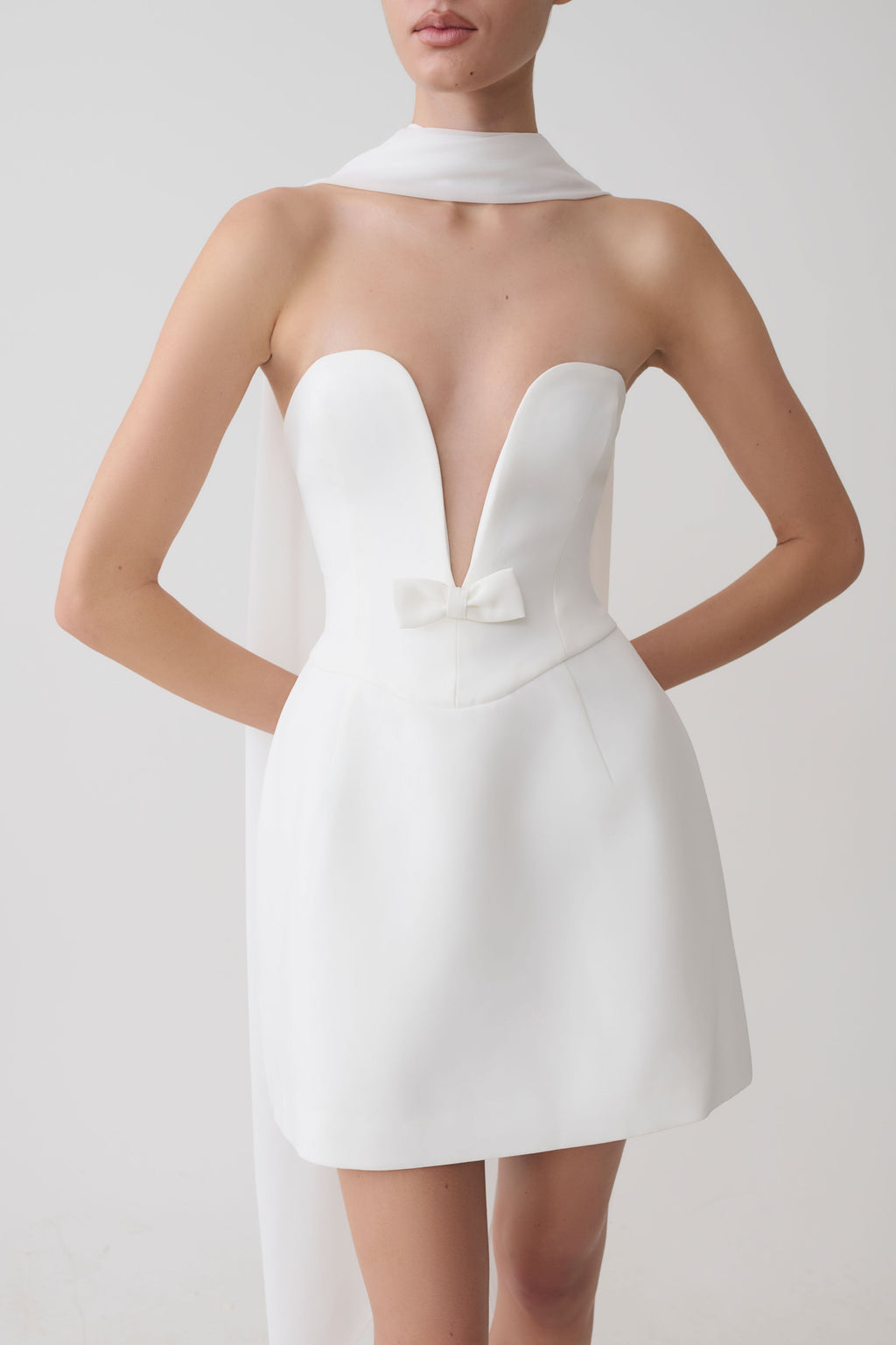 Orellia Strapless Suiting Mini Dress - Ivory