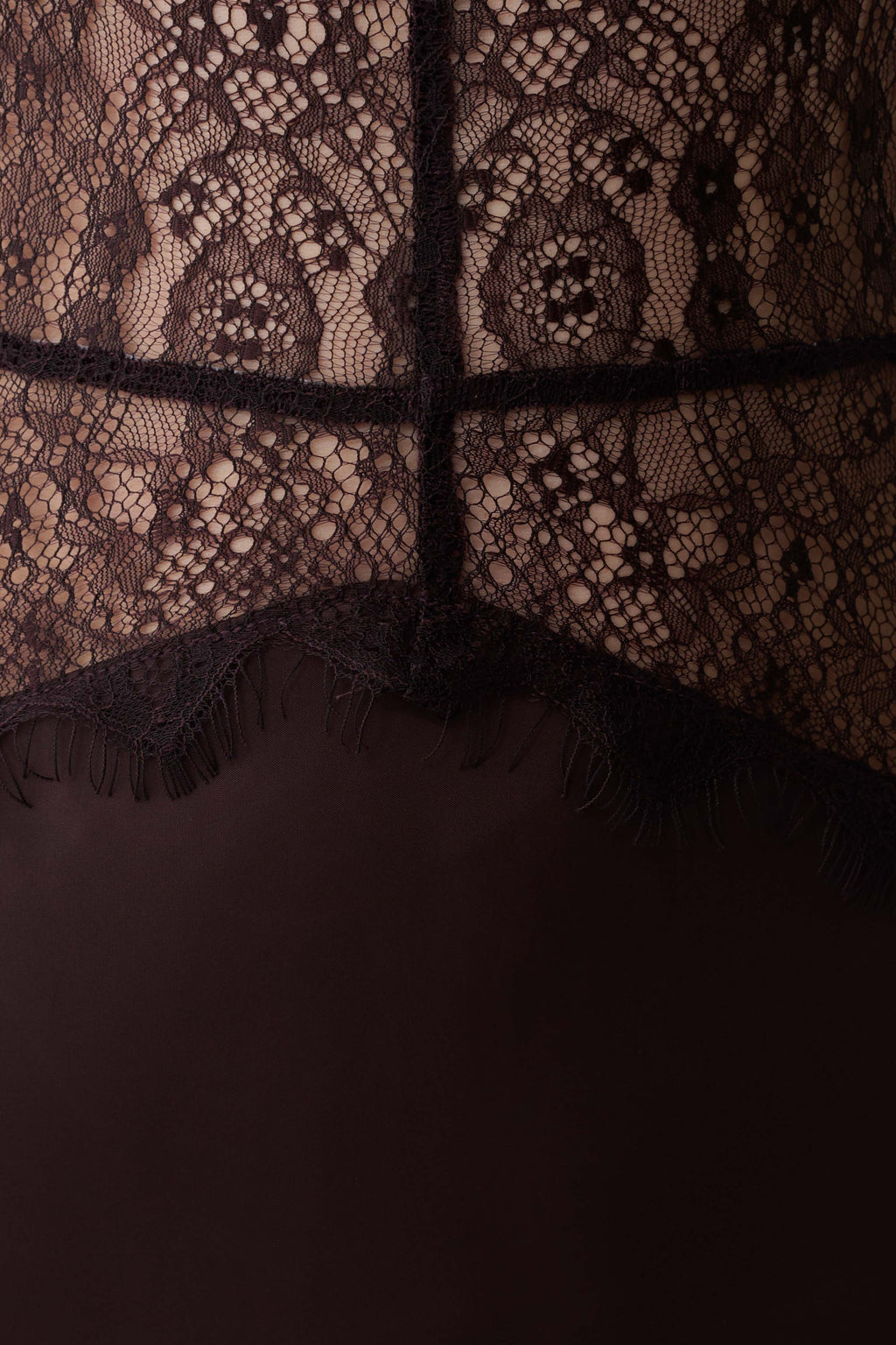 Dinah Lace And Satin Maxi Dress - Chocolate