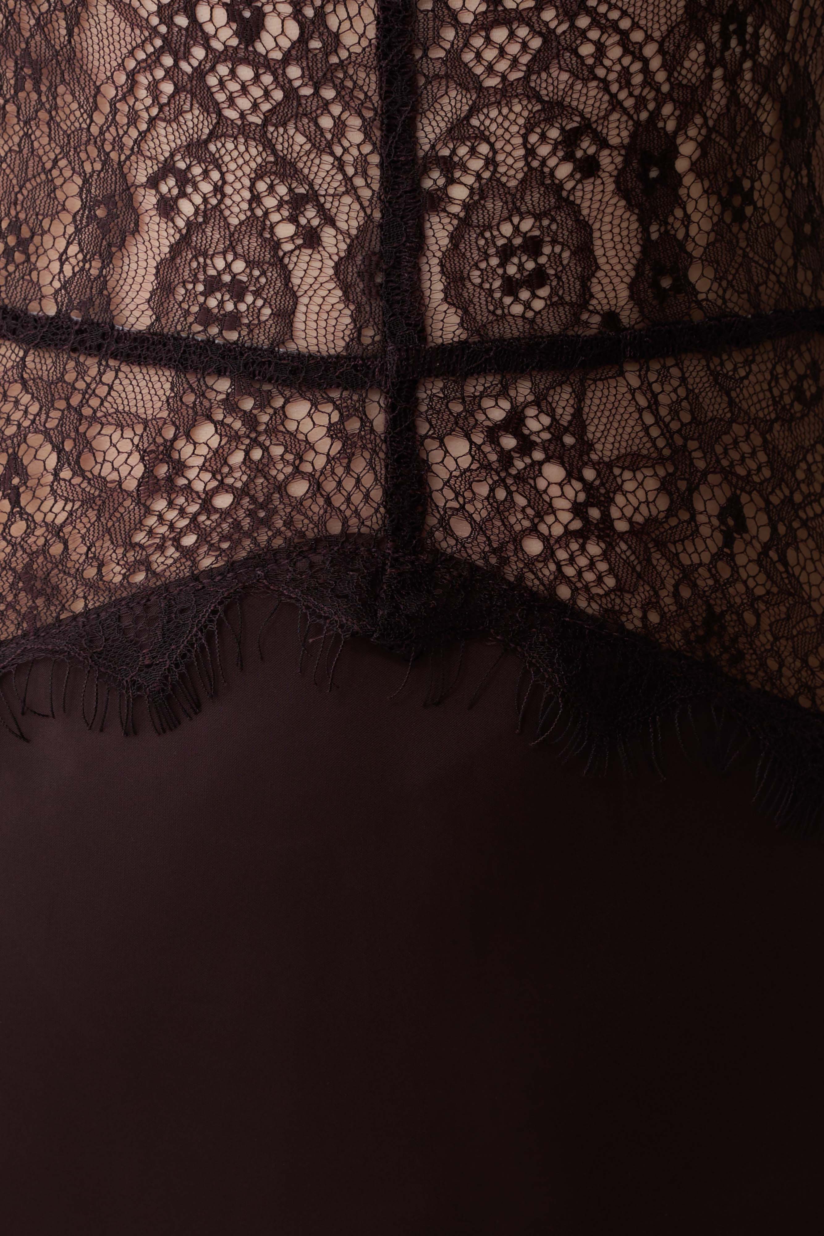 Dinah Lace And Satin Maxi Dress - Chocolate