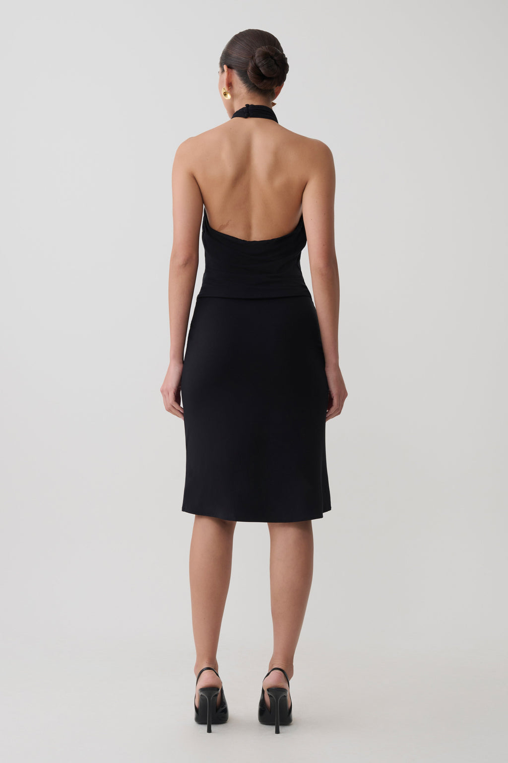 Maki Viscose Sleeveless Halter Top - Black