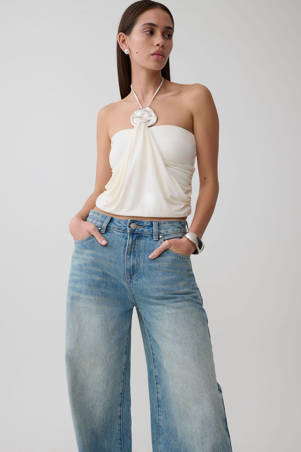 Sade Halter Top With Hardware - Ivory