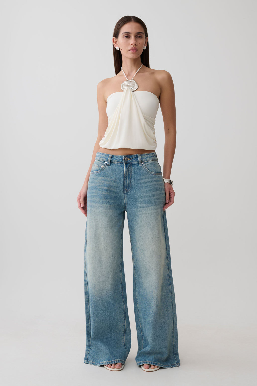 Sade Halter Top With Hardware - Ivory