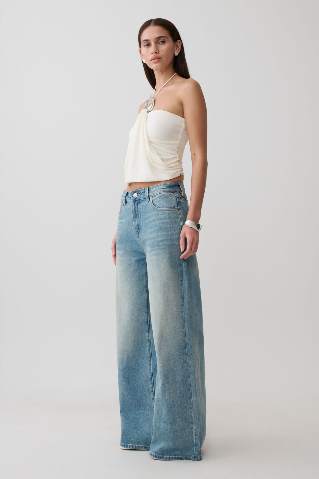 Sade Halter Top With Hardware - Ivory
