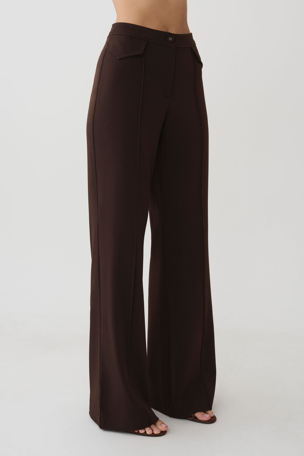 Darcie Fit And Flare Suiting Pants - Dark Chocolate