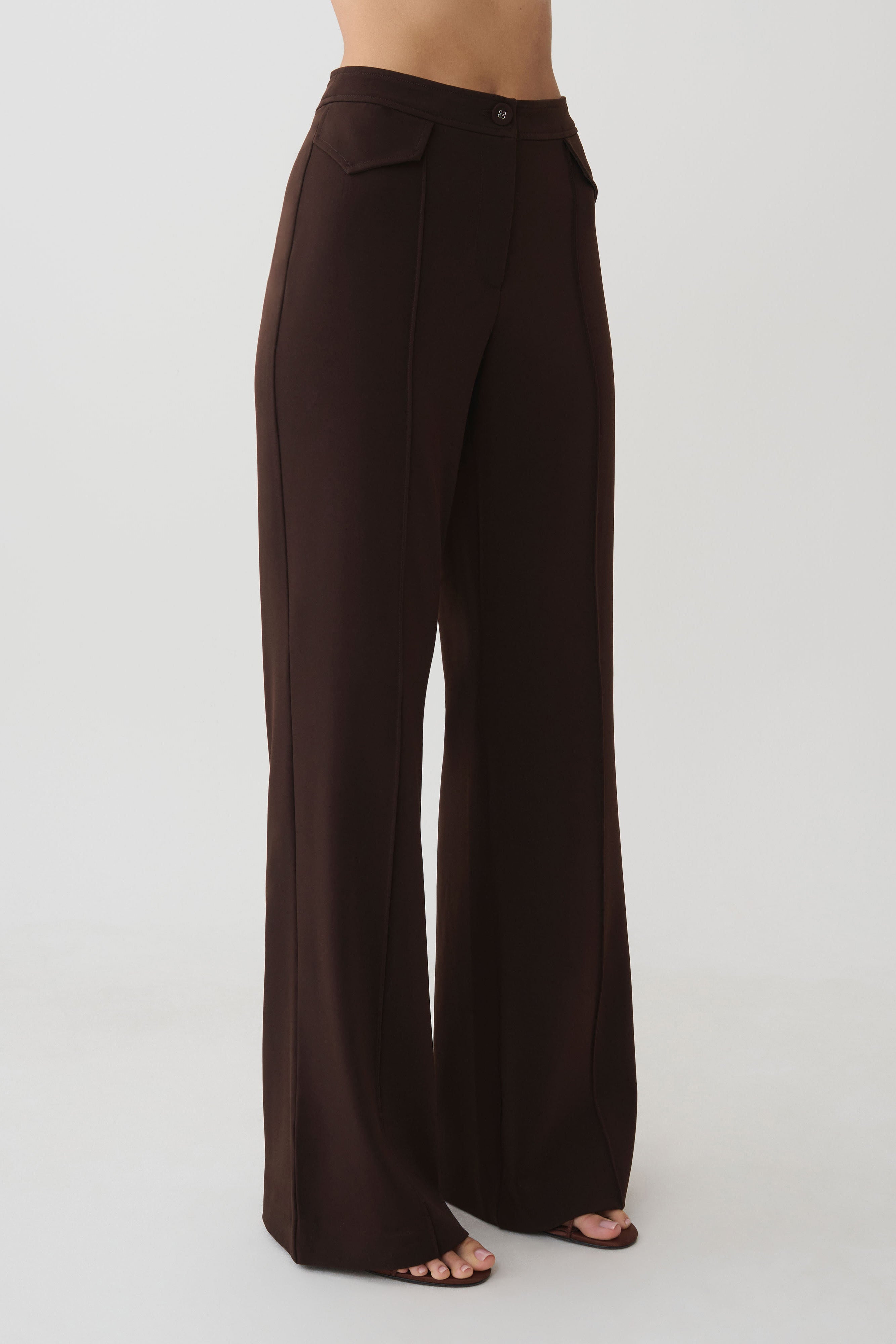 Darcie Fit And Flare Suiting Pants - Dark Chocolate