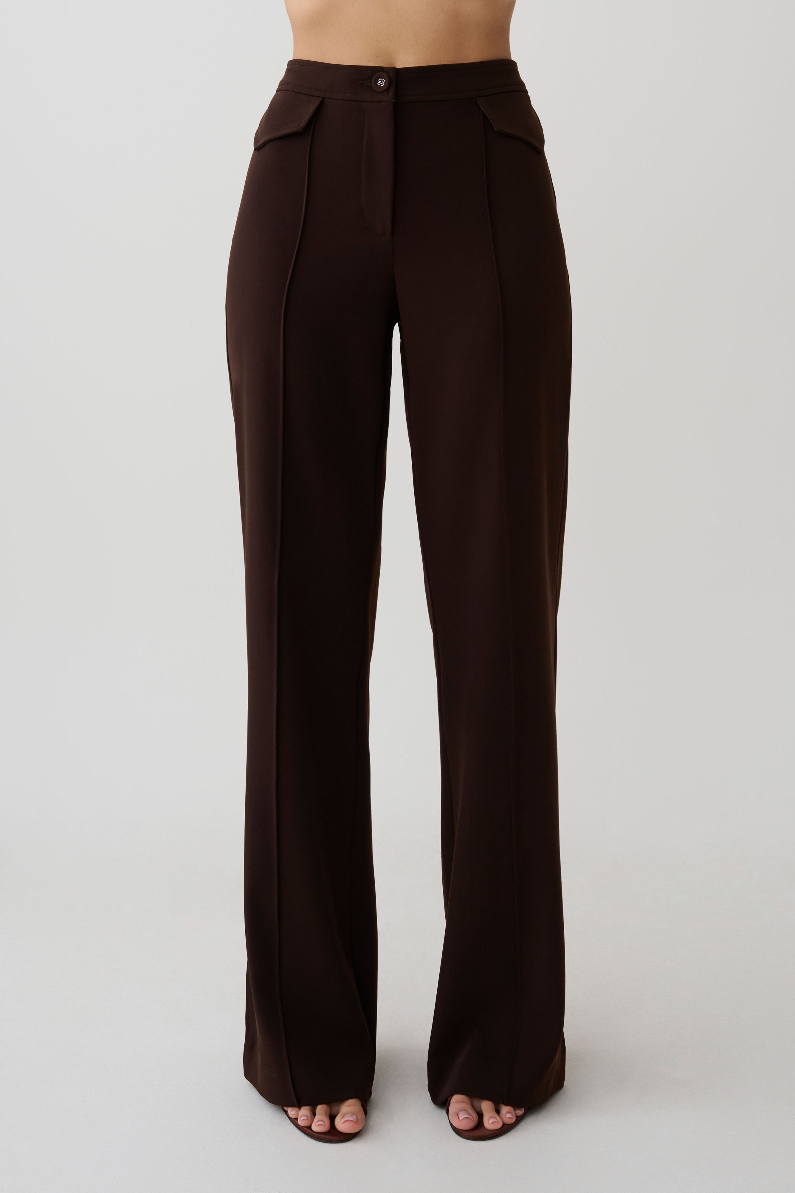 Darcie Fit And Flare Suiting Pants - Dark Chocolate