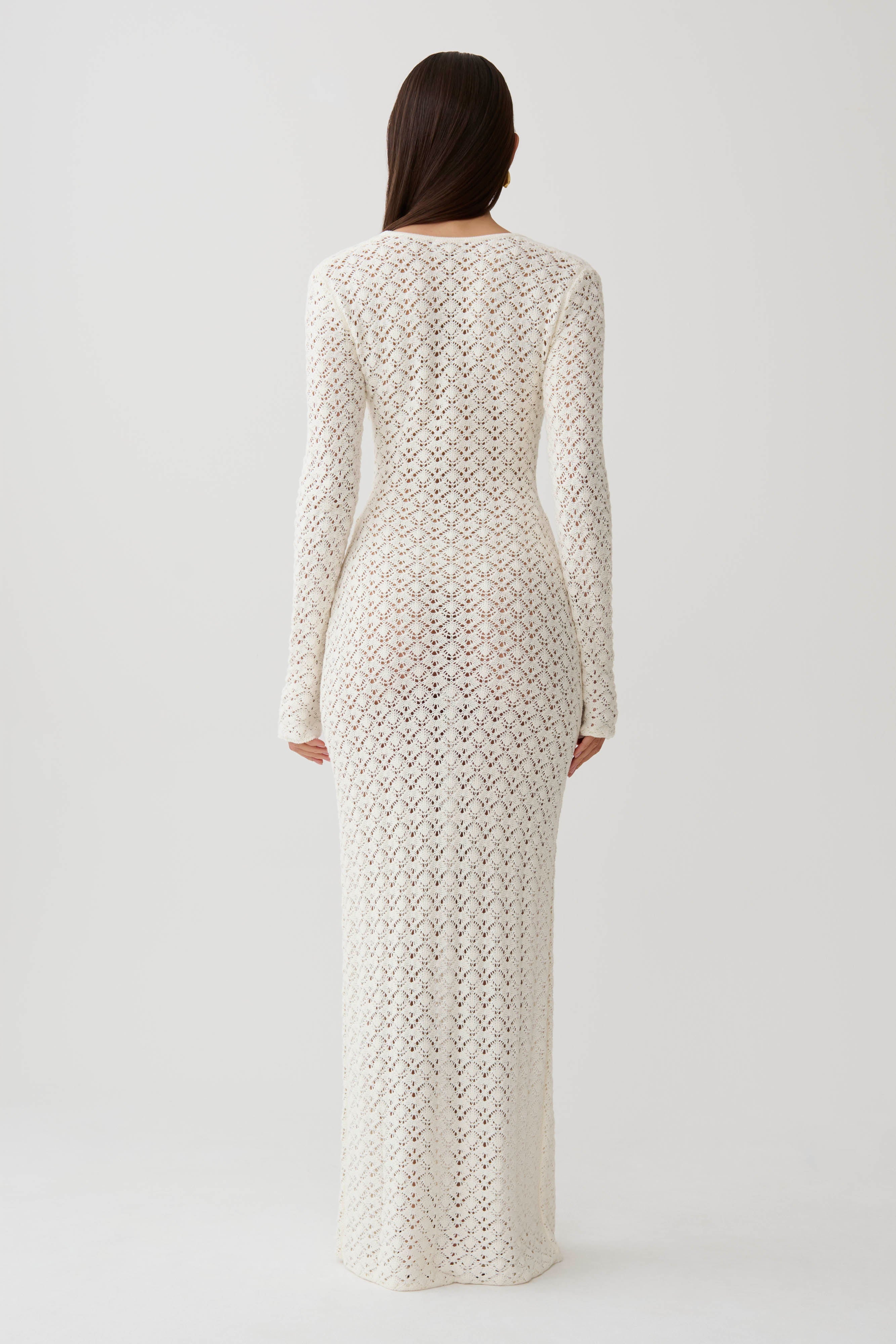 Jamaya Crochet Knit Maxi Dress - Ivory