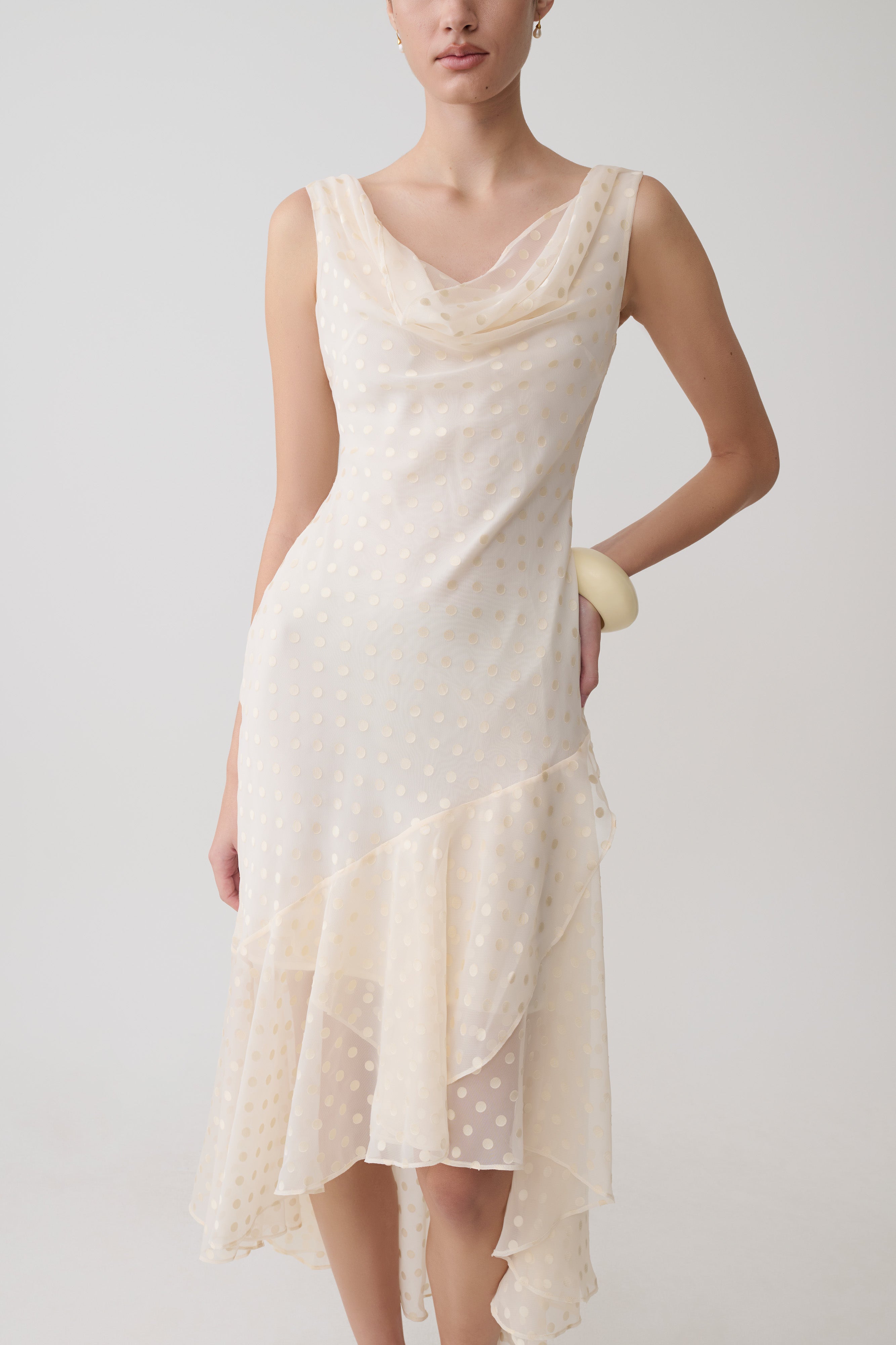 Lilah Devore Midi Dress - Ivory