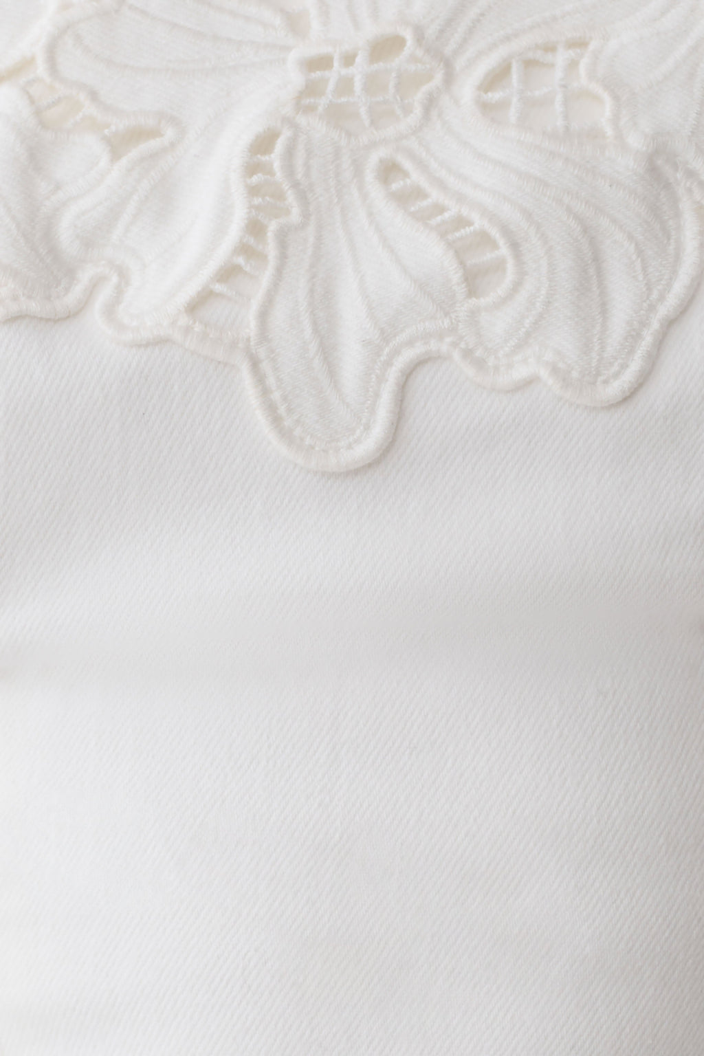 Tillie Flower Embroidery Strapless Denim Top - White