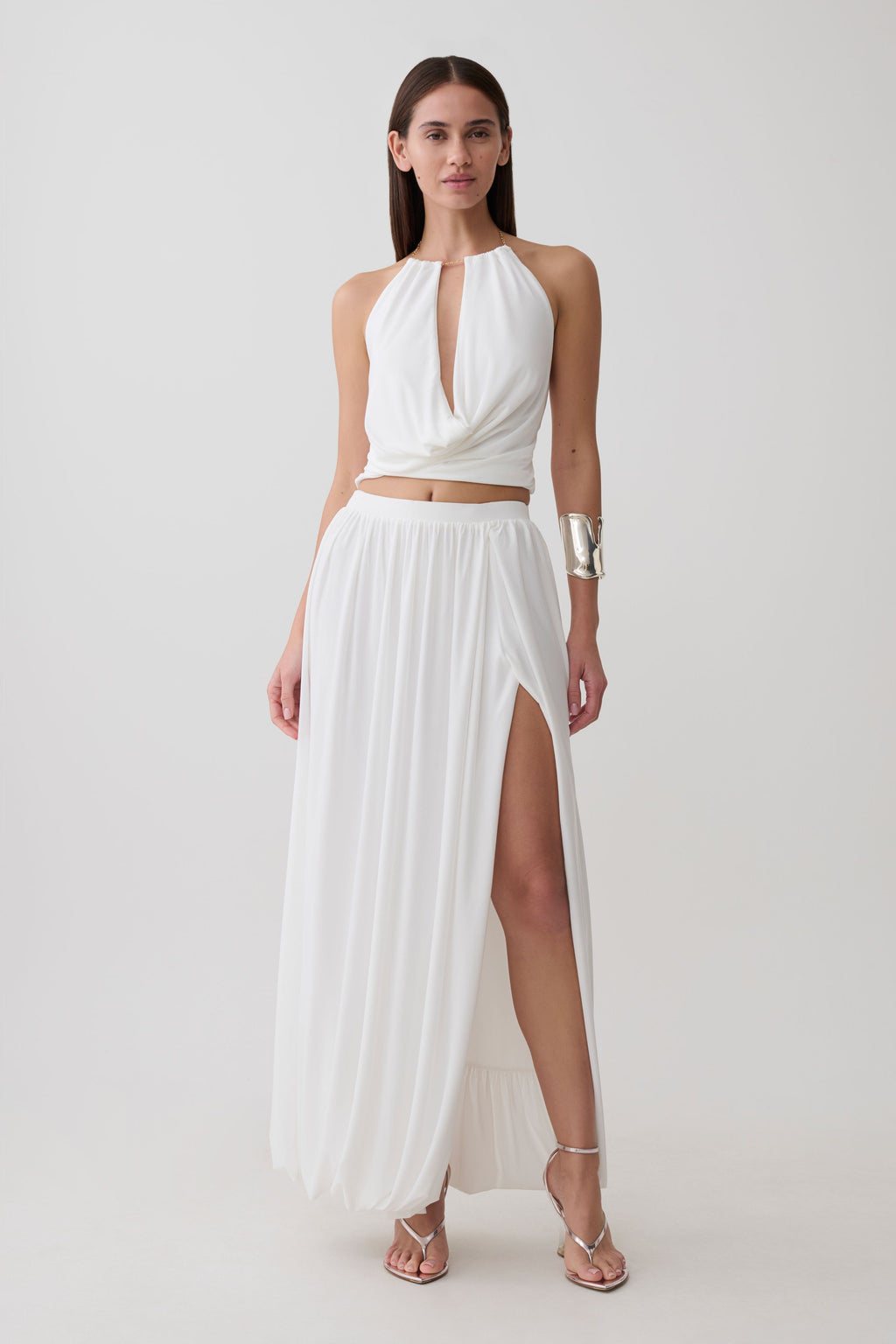 Banks Bubble Hem Midi Skirt - White