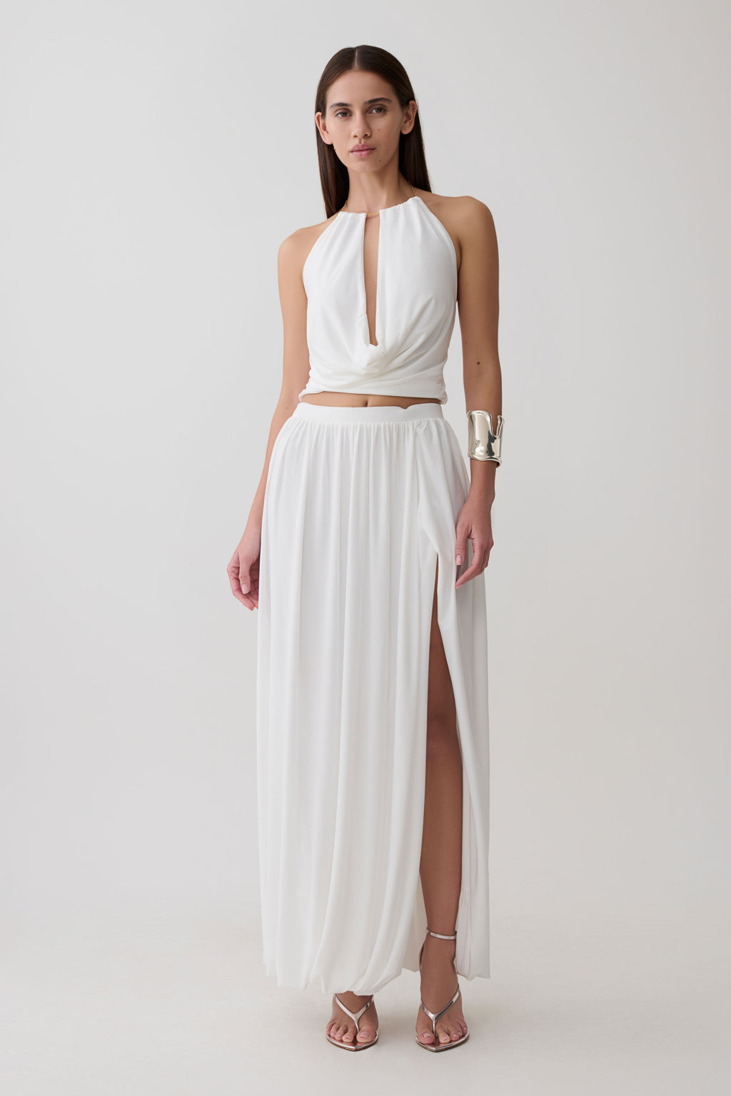 Banks Bubble Hem Midi Skirt - White