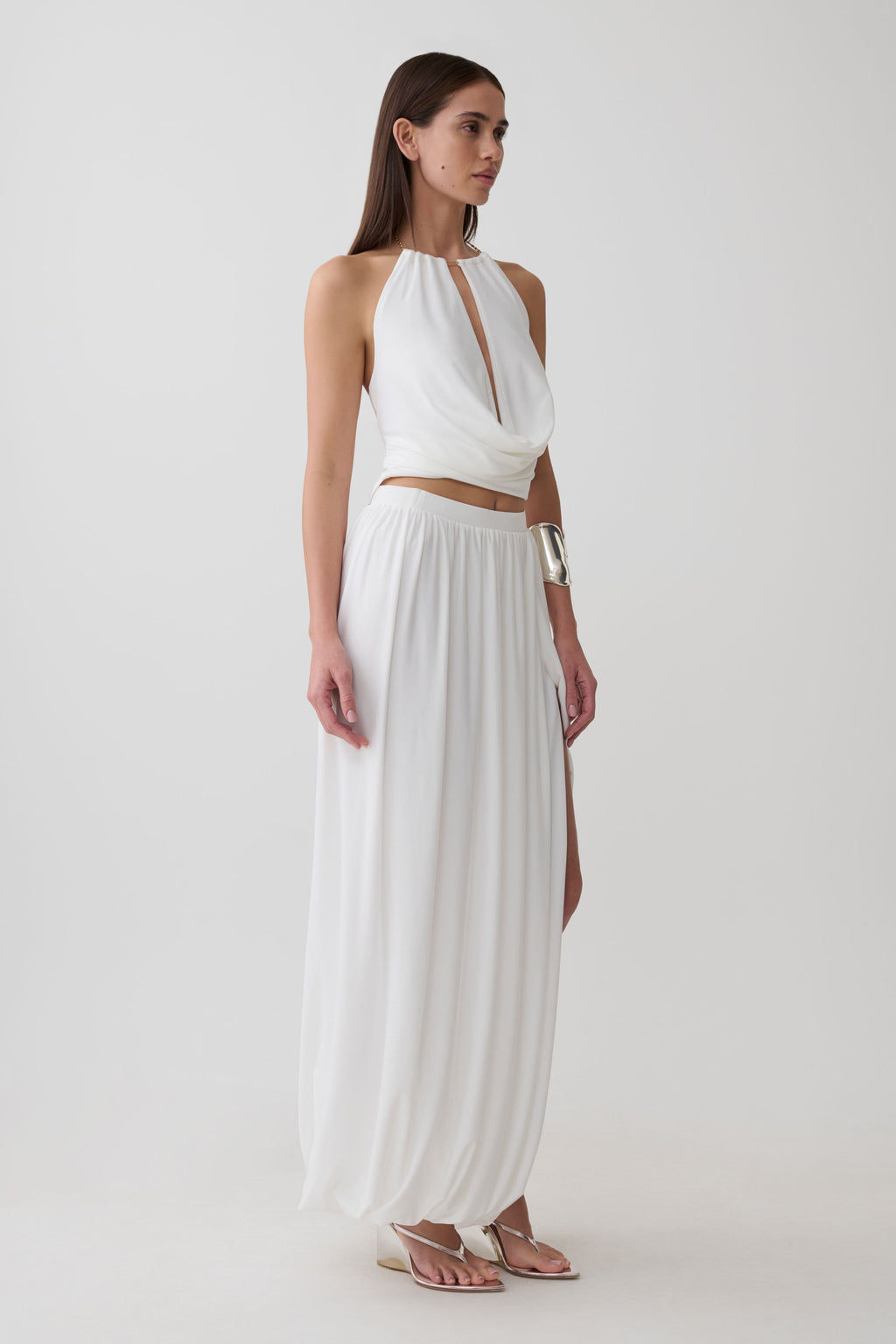 Banks Bubble Hem Midi Skirt - White