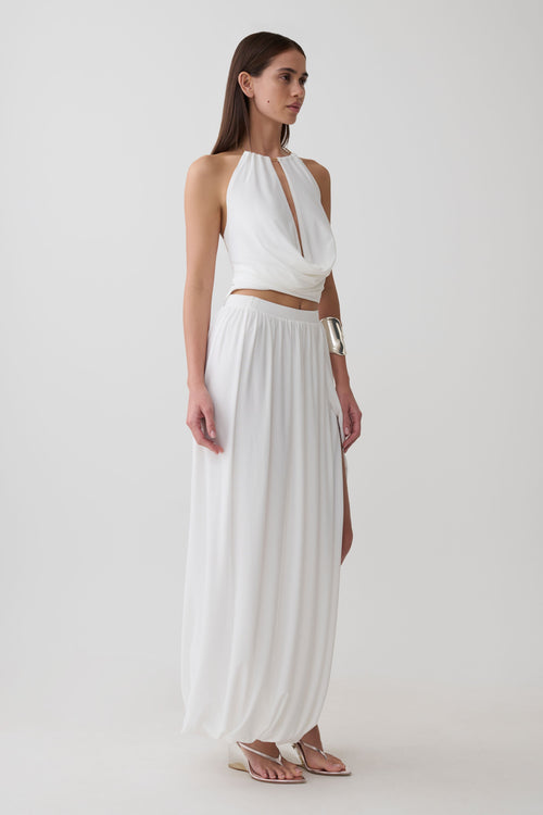 Banks Bubble Hem Midi Skirt - White
