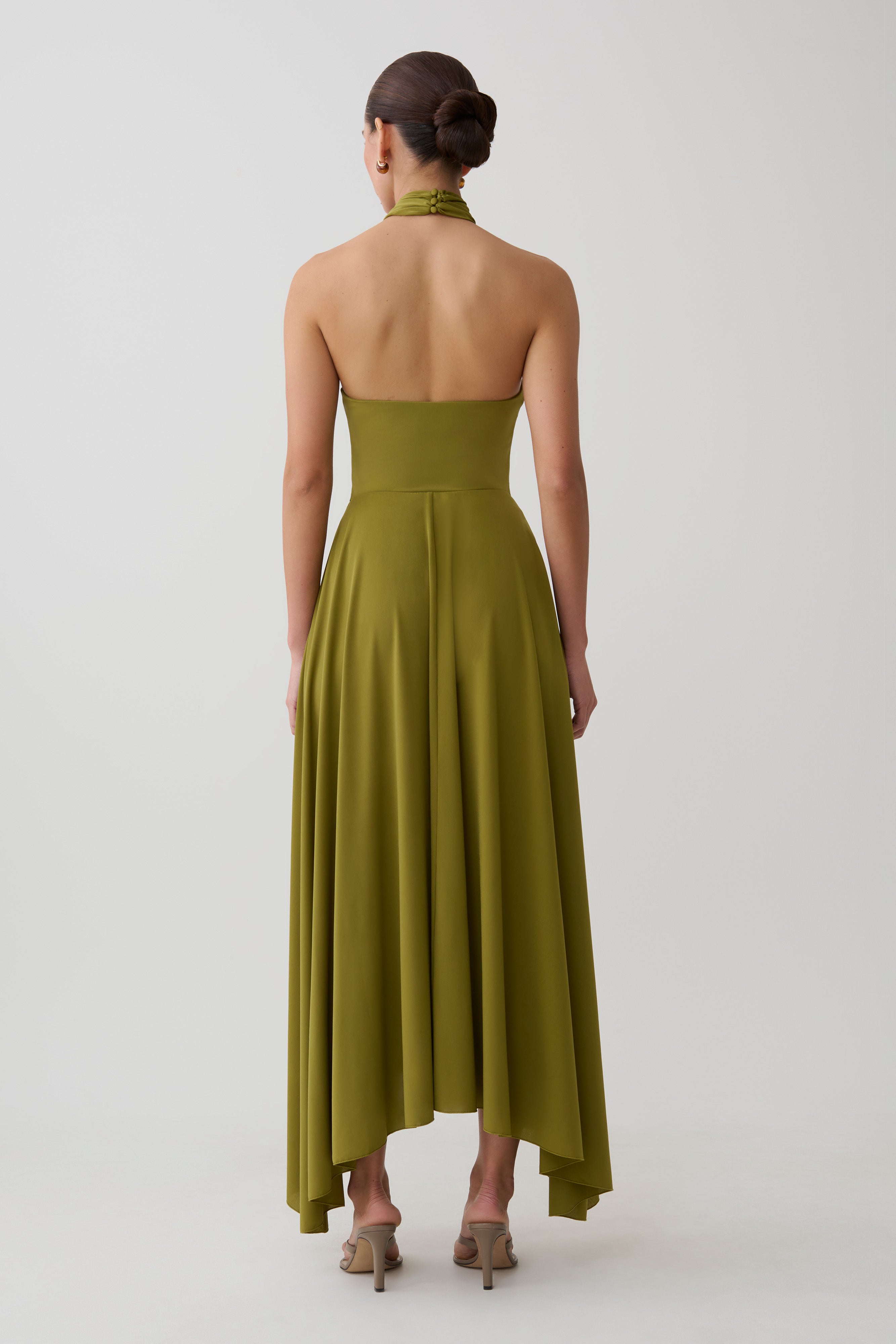 Bambi Twisted Neck Dry Jersey Bodysuit - Martini Olive