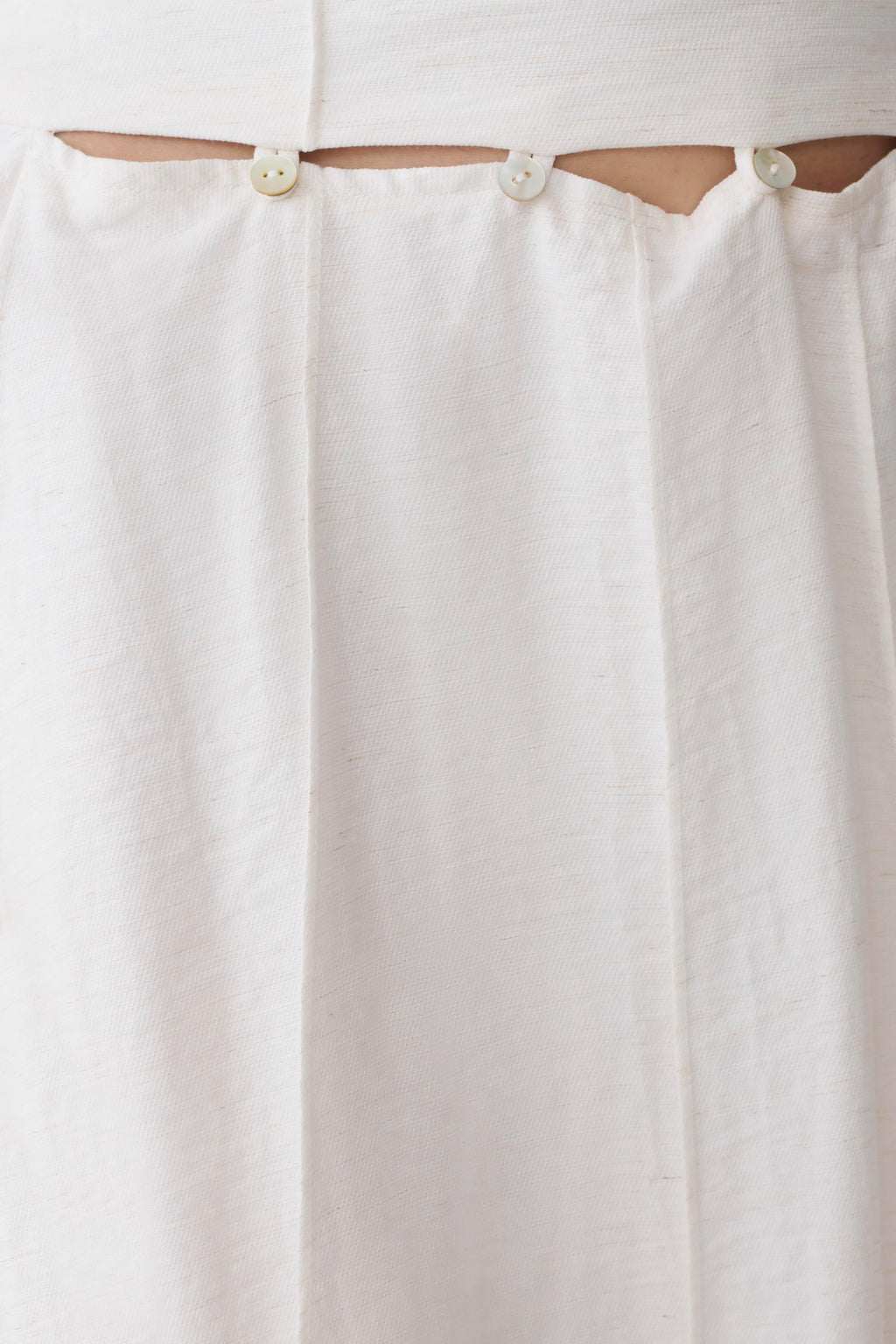 Claire Pearl Button Midi Skirt - White