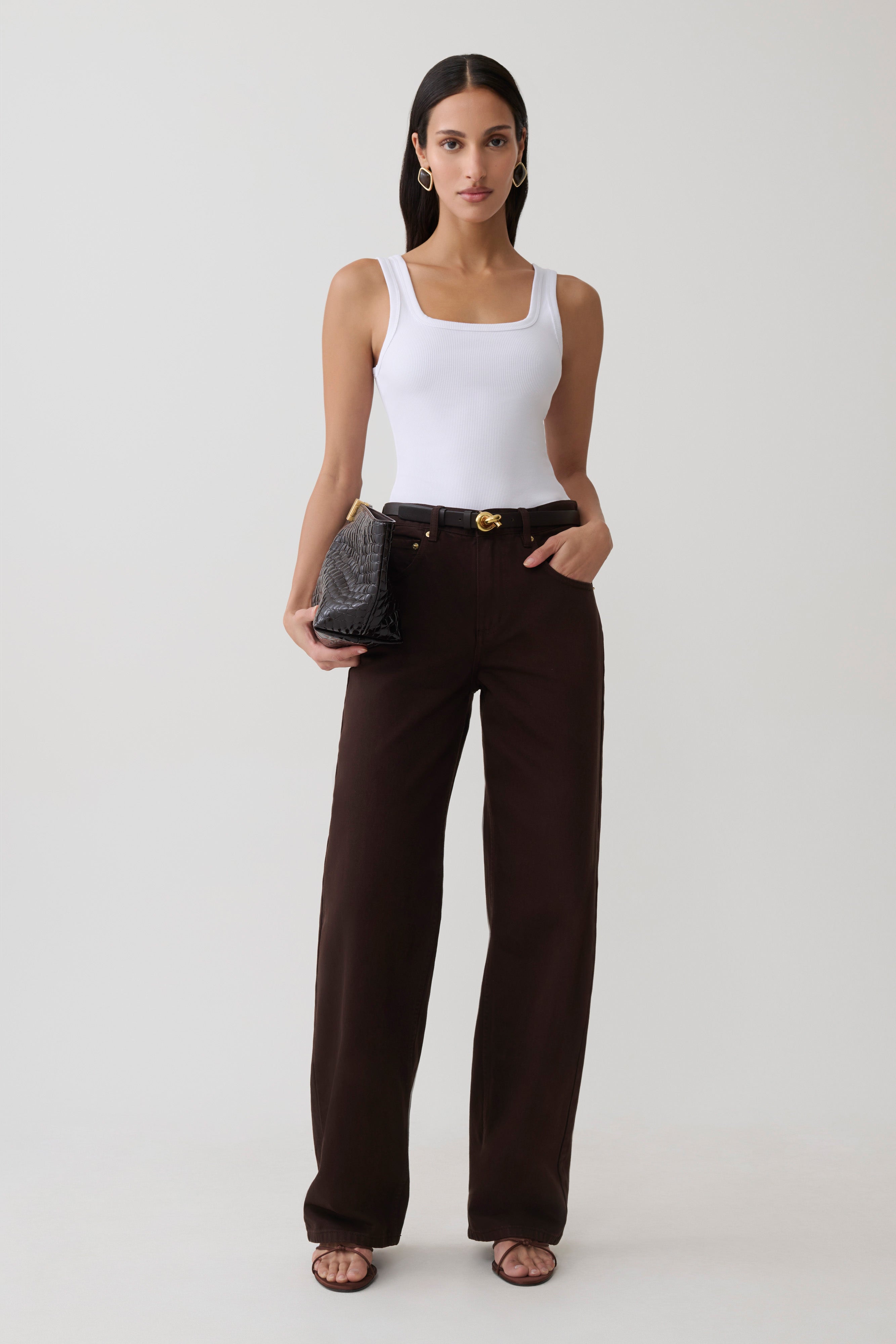 Ismay Square Neck Tank - White