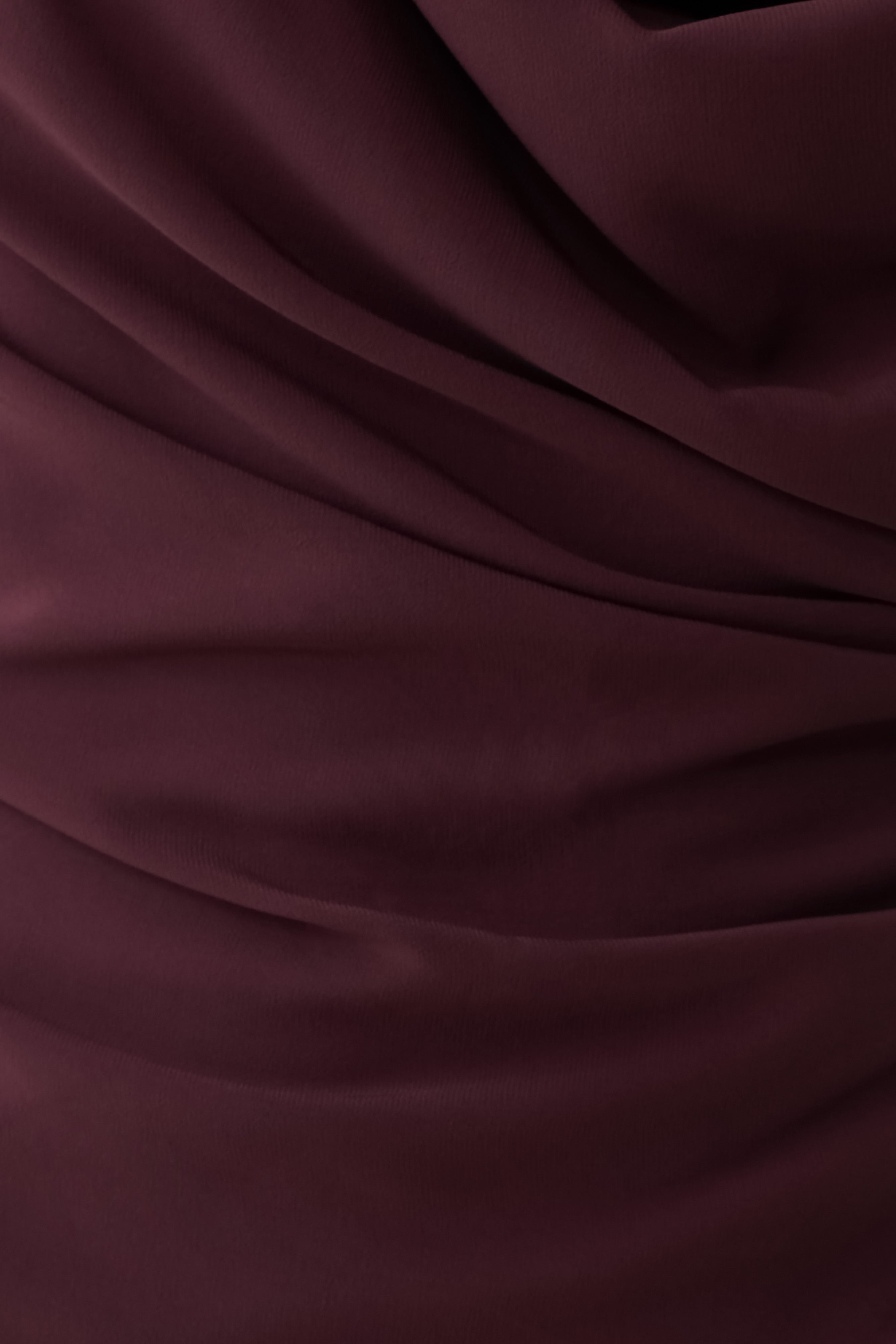 Lucile Cowl Drape Satin Mini Dress - Plum