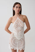 Marvin Crochet Halter Top - Ivory