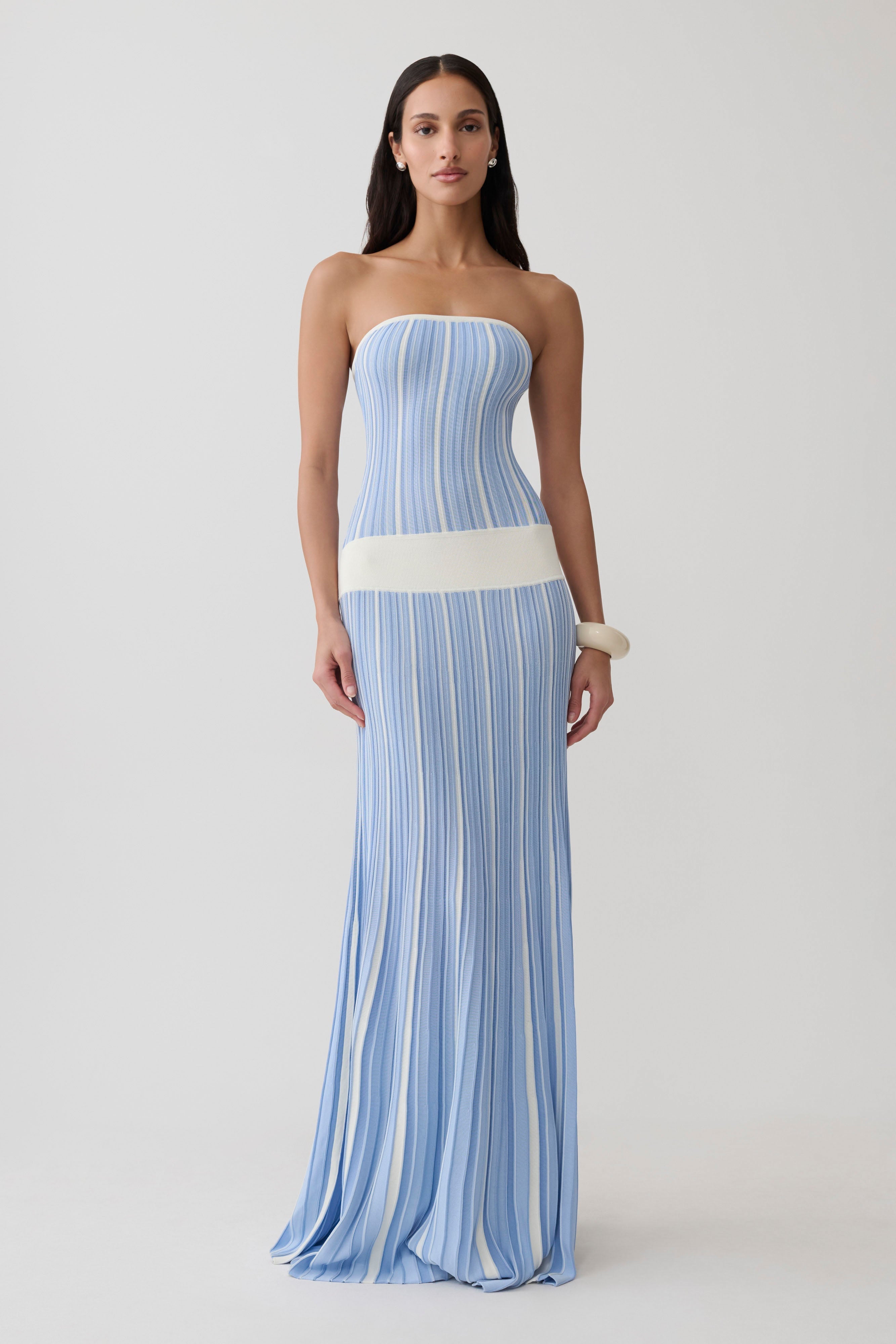 Joyce Stripe Maxi Knit Dress - Blue
