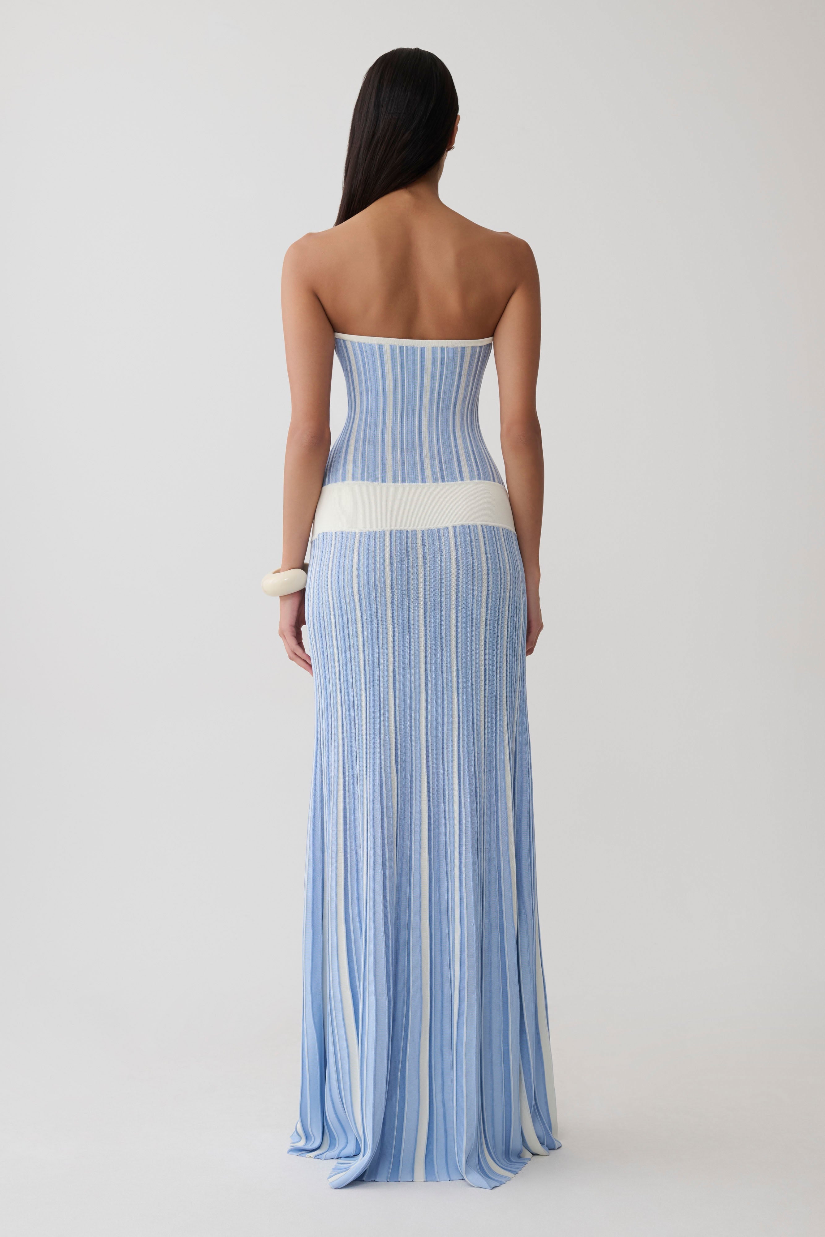 Joyce Stripe Maxi Knit Dress - Blue