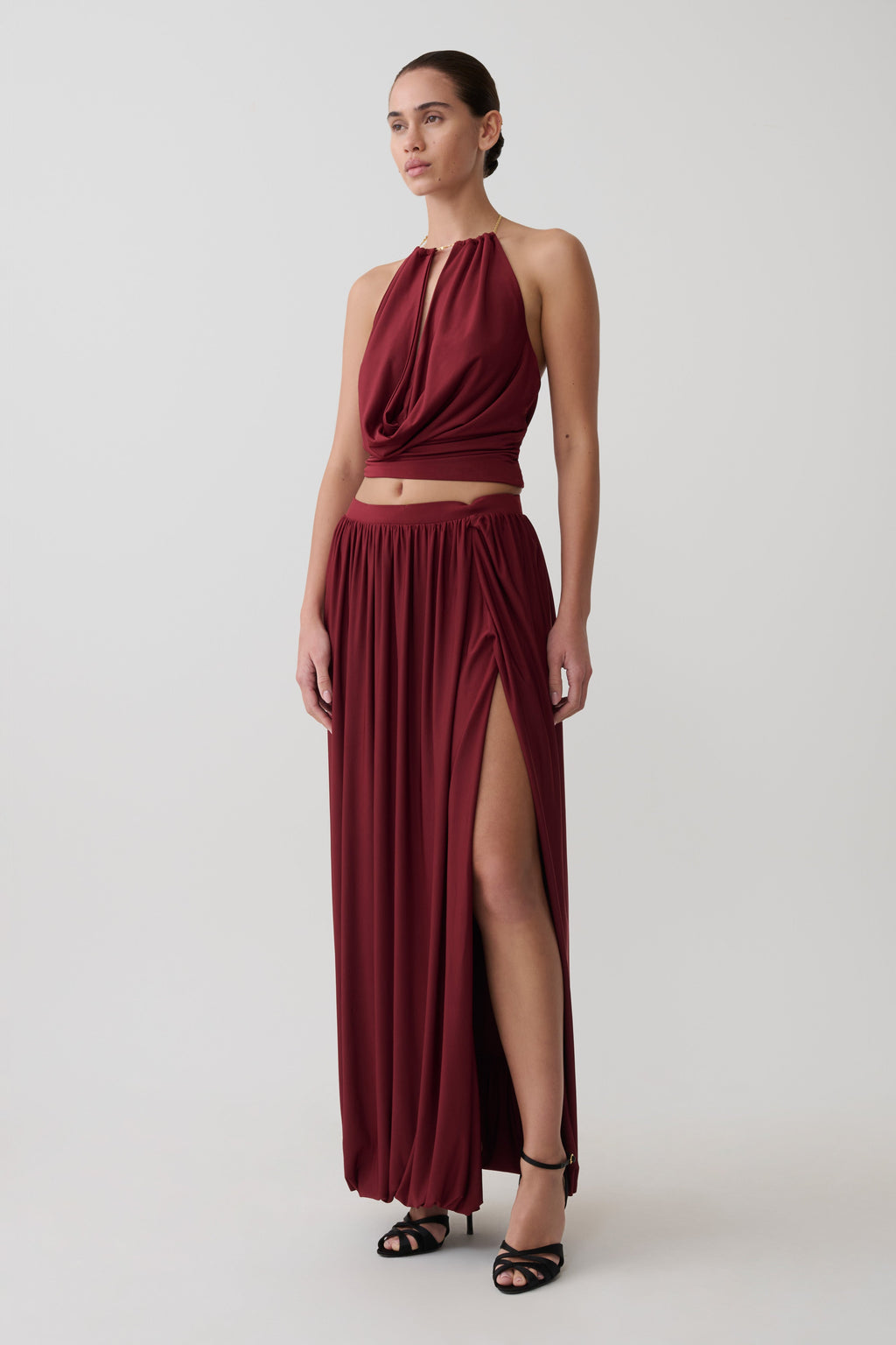 Banks Halter Neck Top With Hardware - Wine