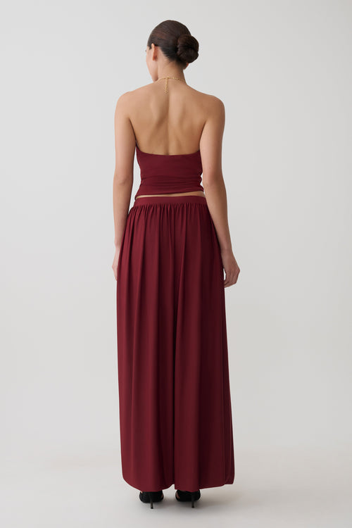 Banks Bubble Hem Midi Skirt - Wine