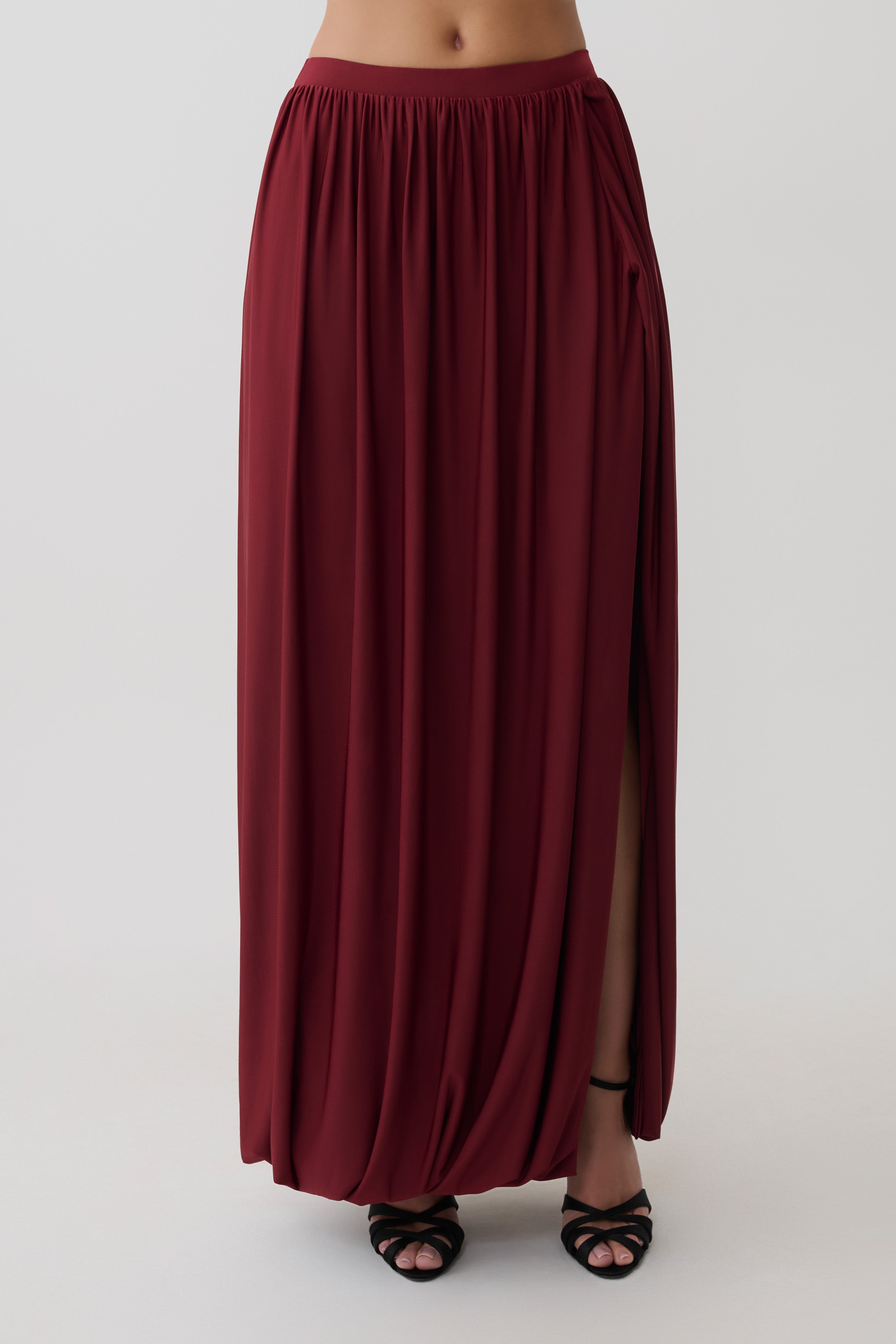 Banks Bubble Hem Midi Skirt - Wine