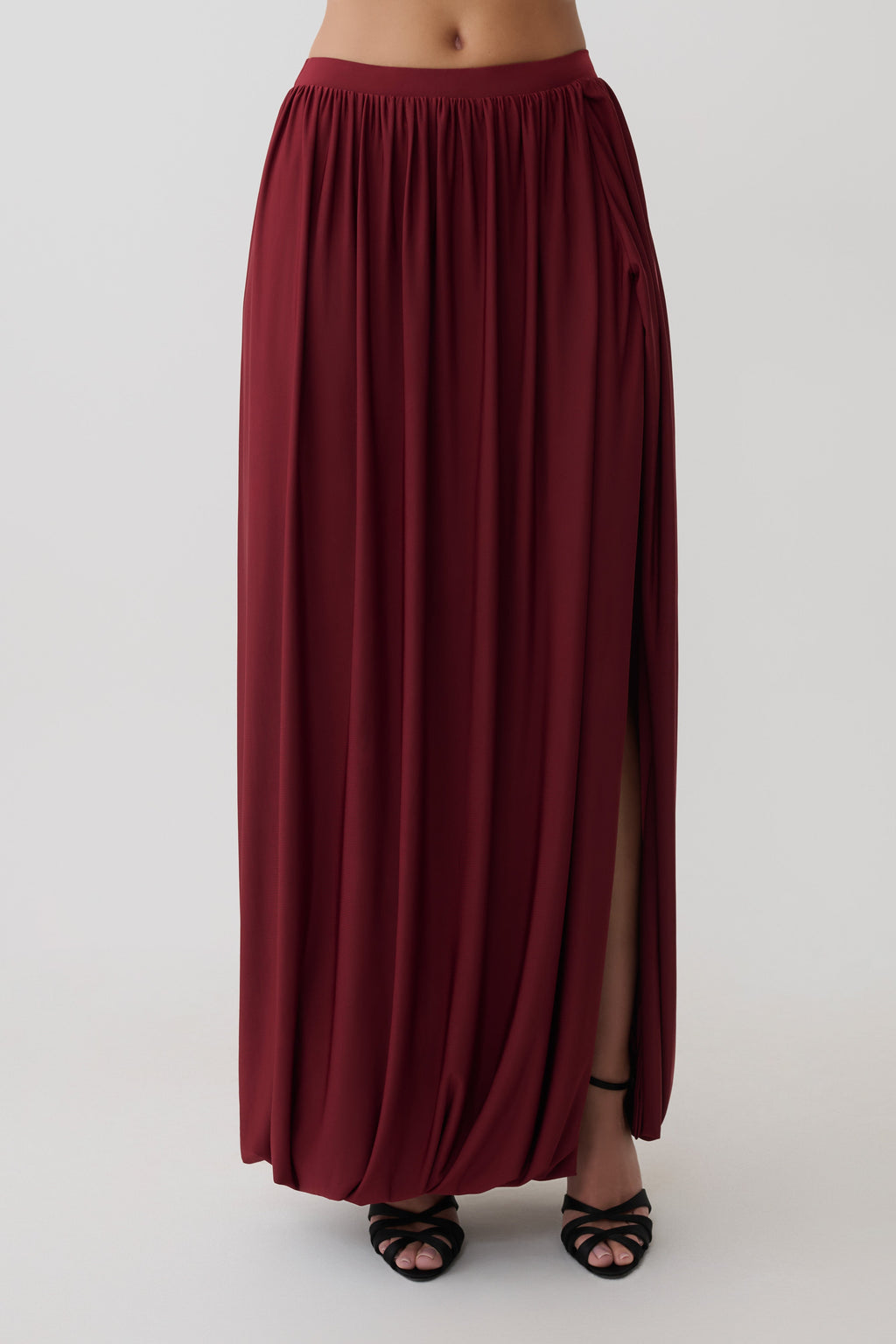 Banks Bubble Hem Midi Skirt - Wine