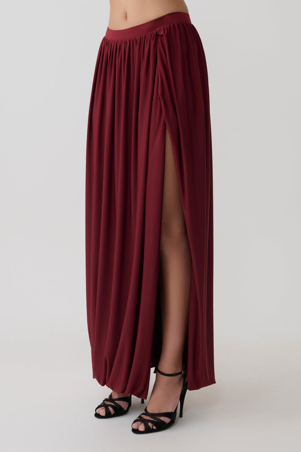 Banks Bubble Hem Midi Skirt - Wine