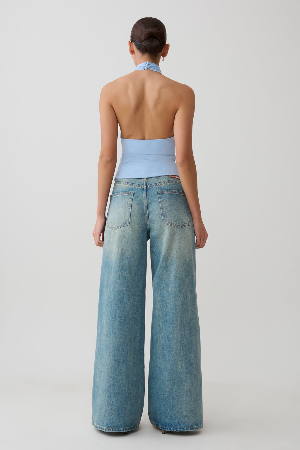 Maki Viscose Sleeveless Halter Top - Blue