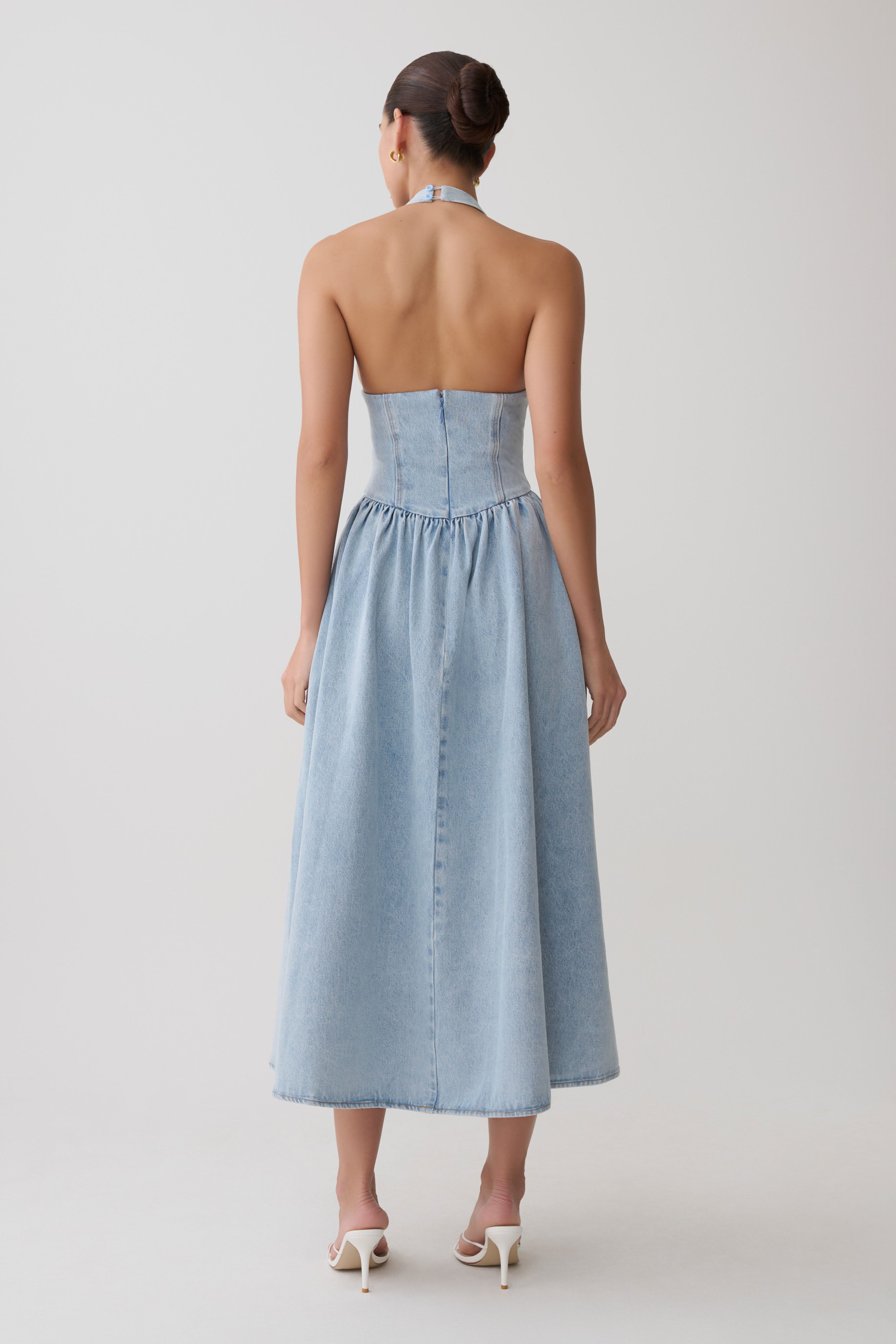 Miller Denim Halter Midi Dress - Classic Blue