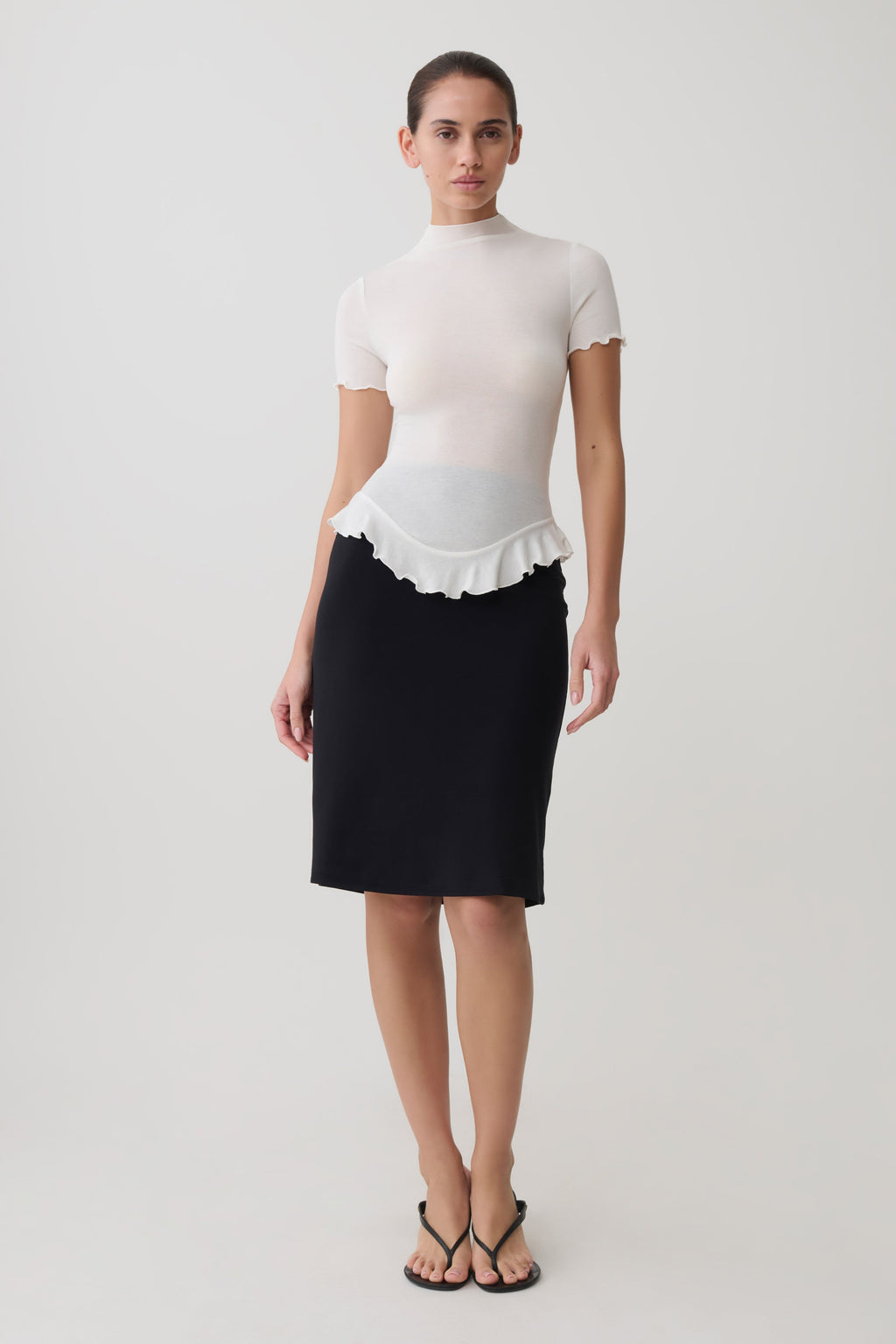 Nira Short Sleeve Ruffle Top - White