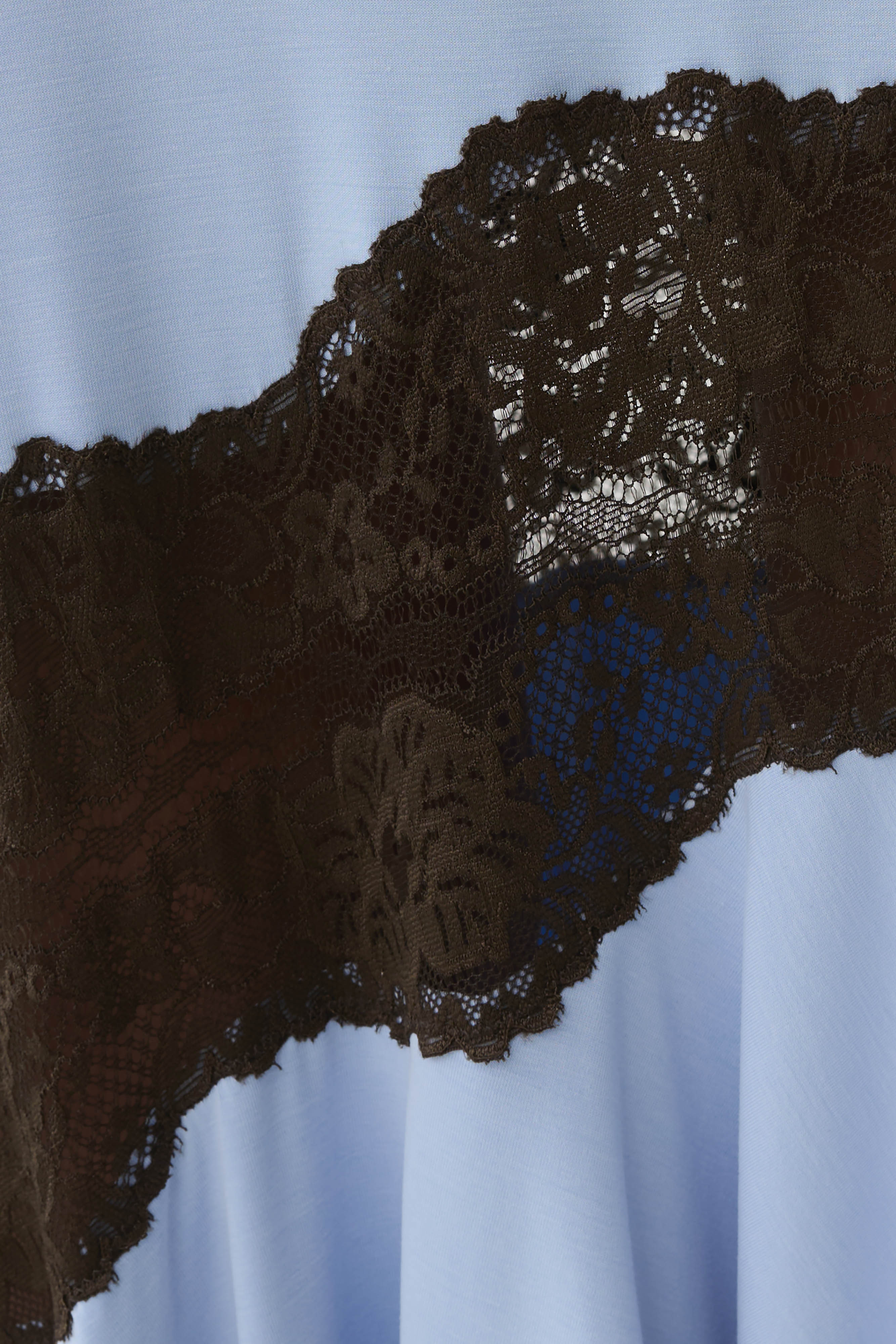 Annis Frilled Hem Lace Midi Dress - Cornflower/Chocolate