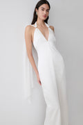 Myla Draped Shoulders Satin Maxi Dress - White