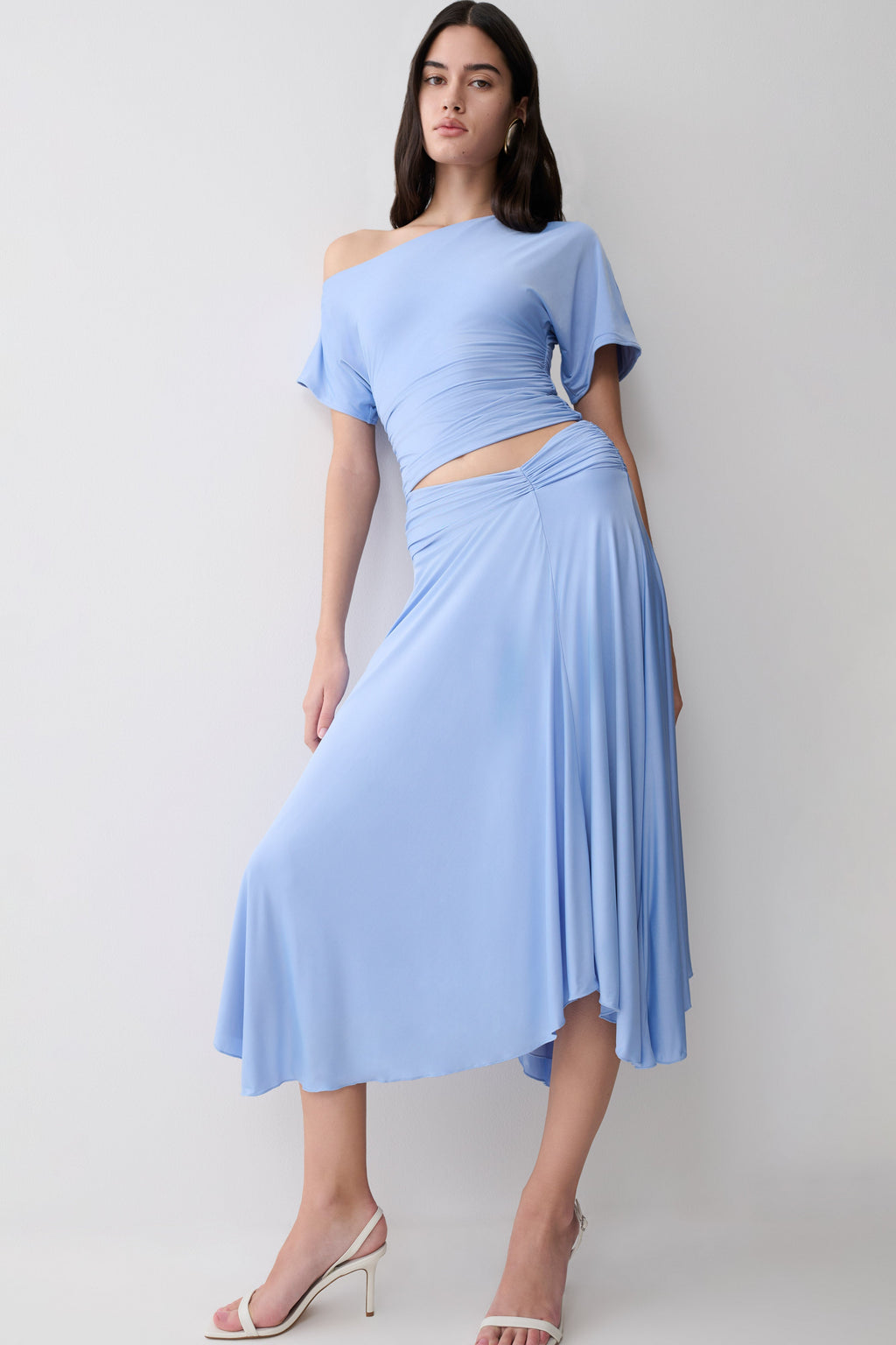 Luu Off Shoulder Slinky Top - Sea Blue