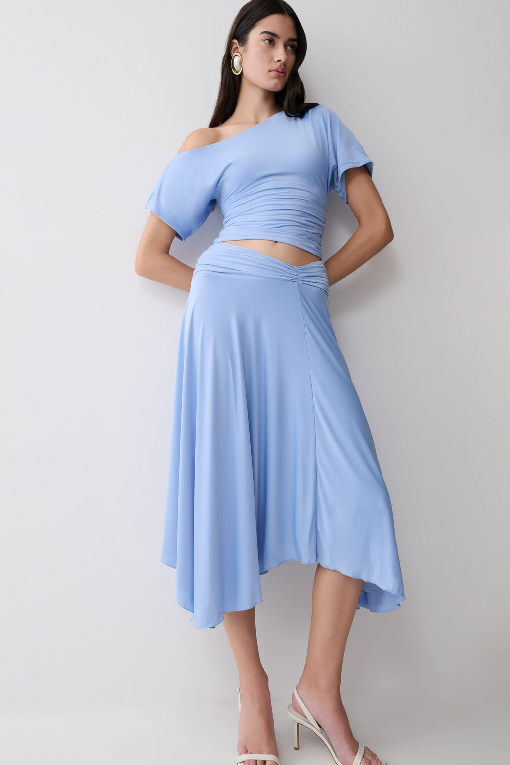 Luu Slinky Midi Skirt - Sea Blue