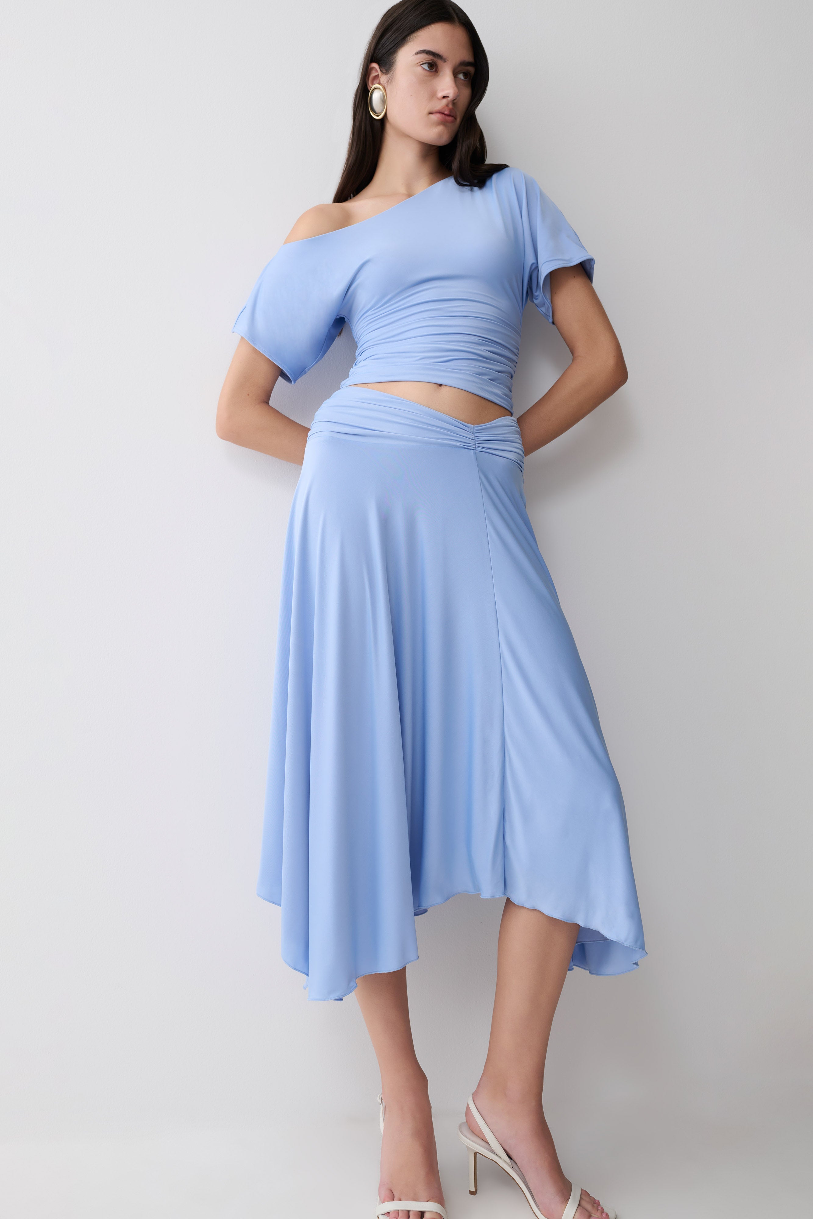 Luu Slinky Midi Skirt - Sea Blue