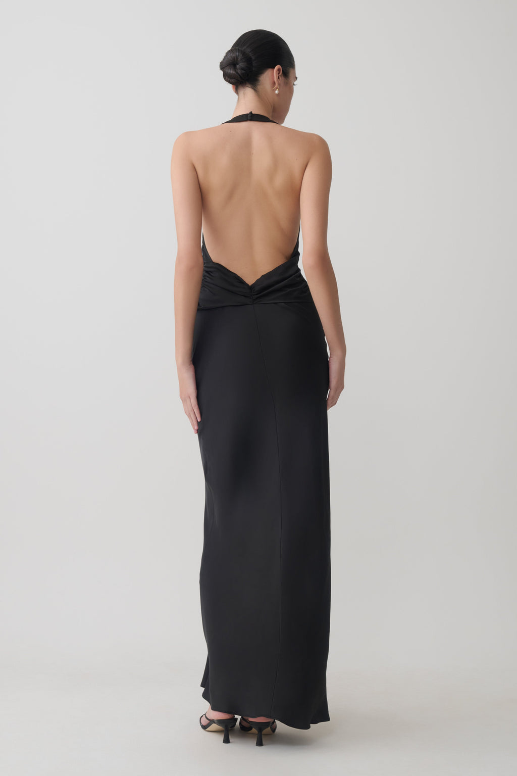 Rinna Satin Halter Maxi Dress - Black
