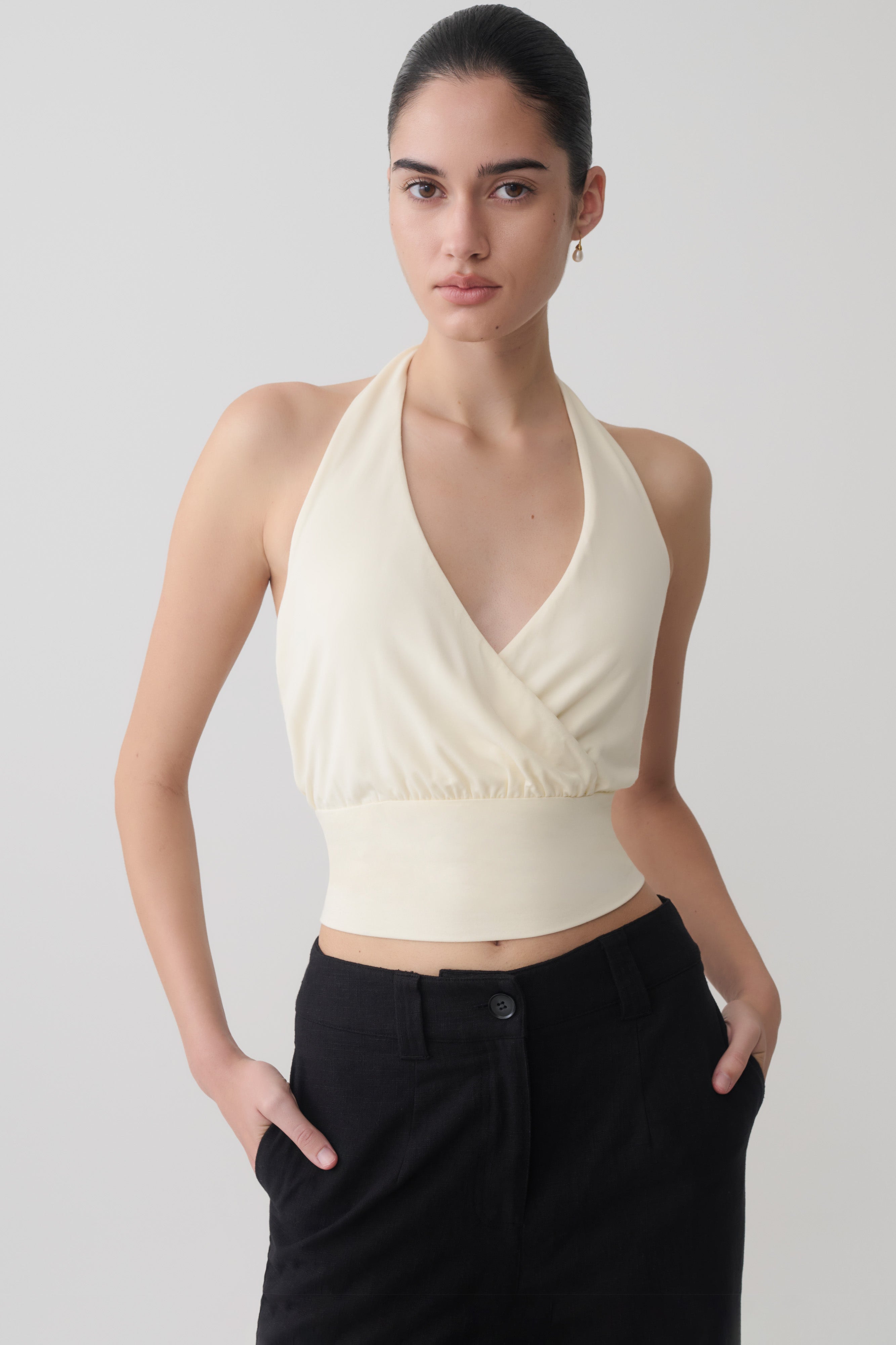 Jina Draped Halter Top - Ivory