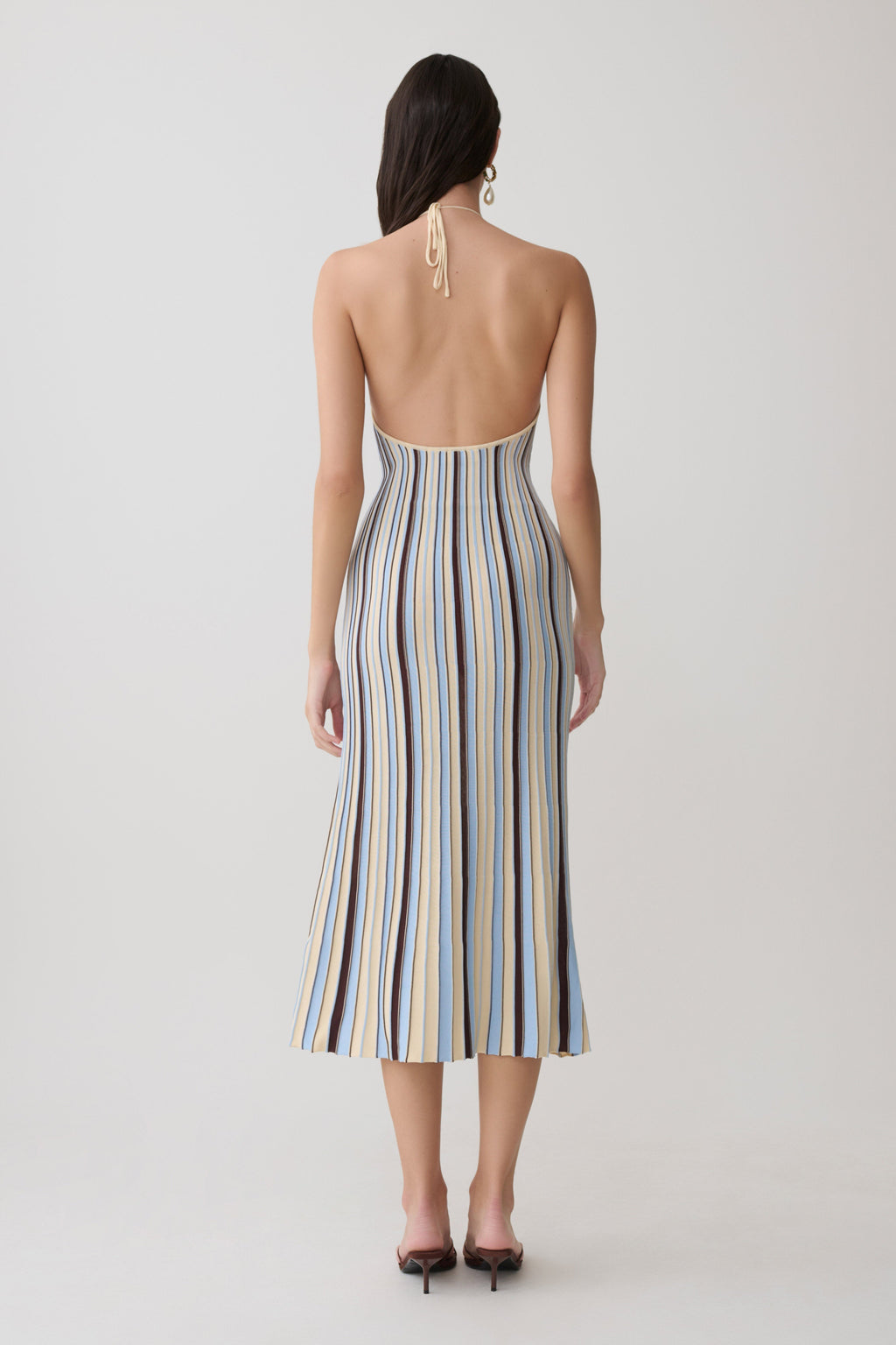 Dalani Halterneck Knit Midi Dress - Blue/Chocolate