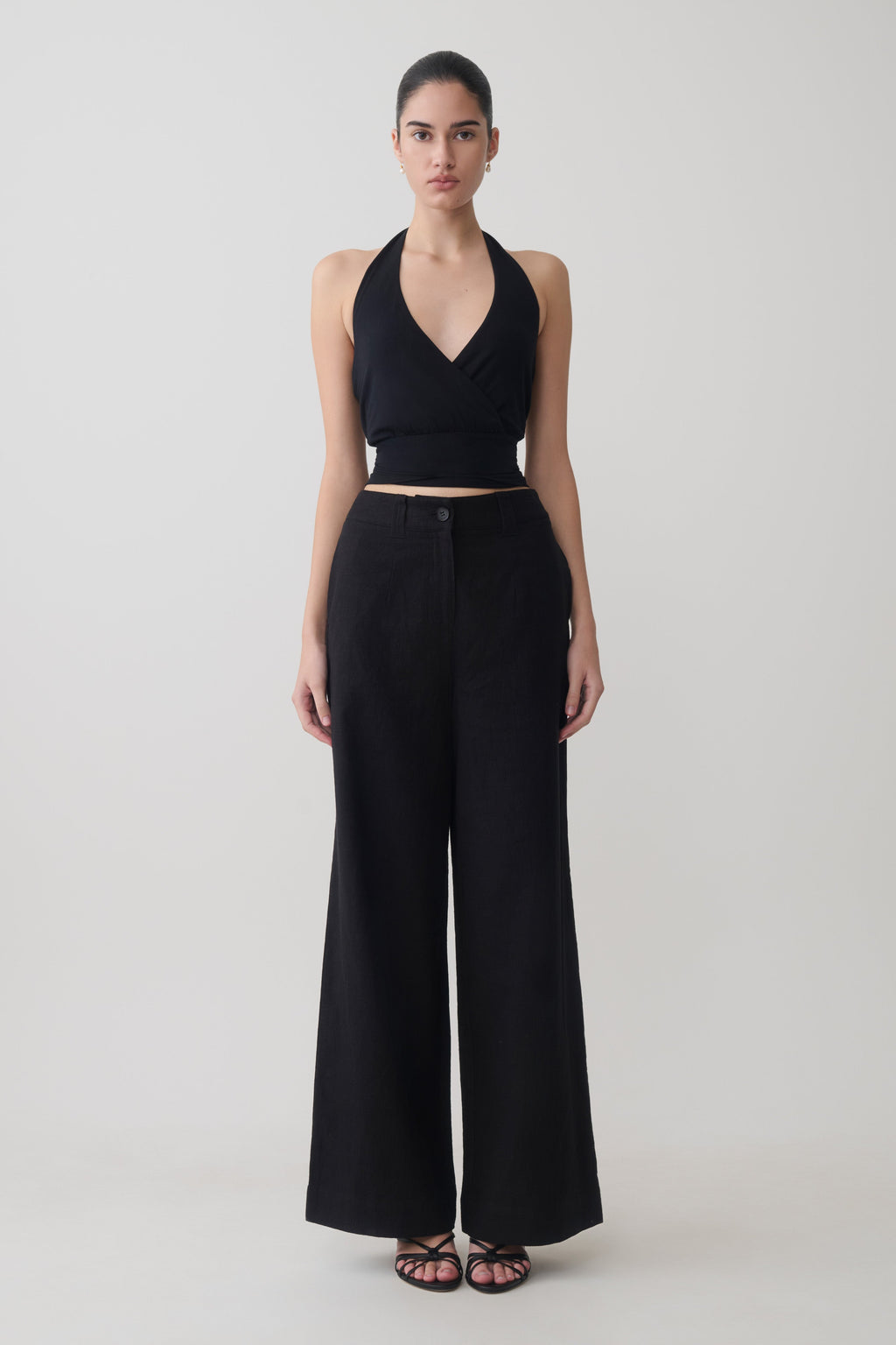 Jina Draped Halter Top - Black