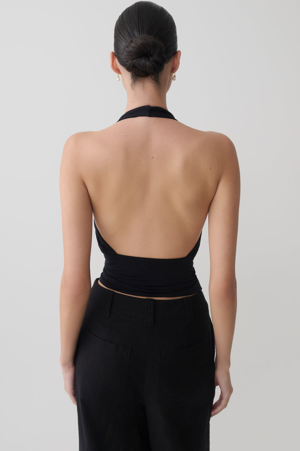 Jina Draped Halter Top - Black
