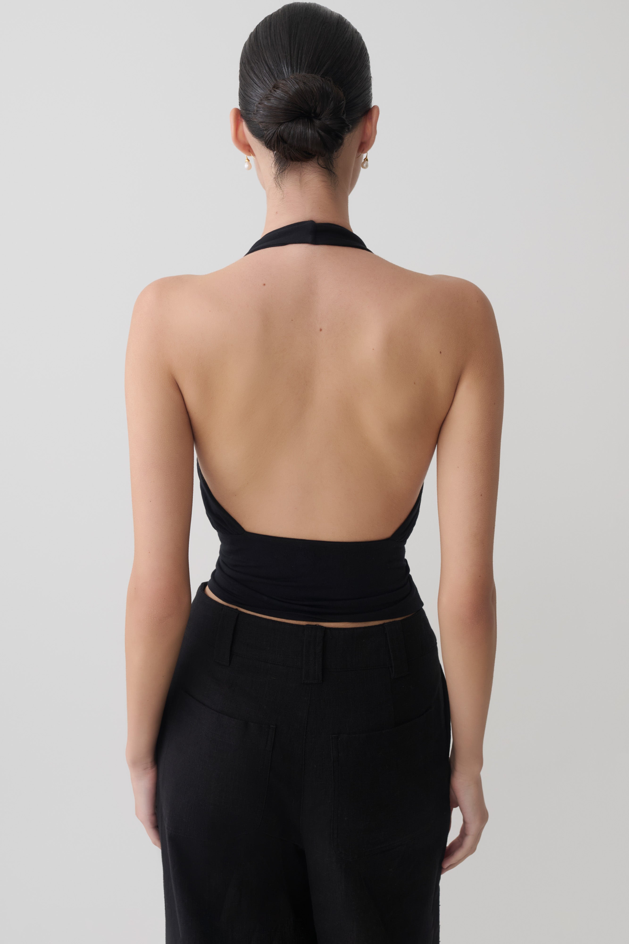 Jina Draped Halter Top - Black