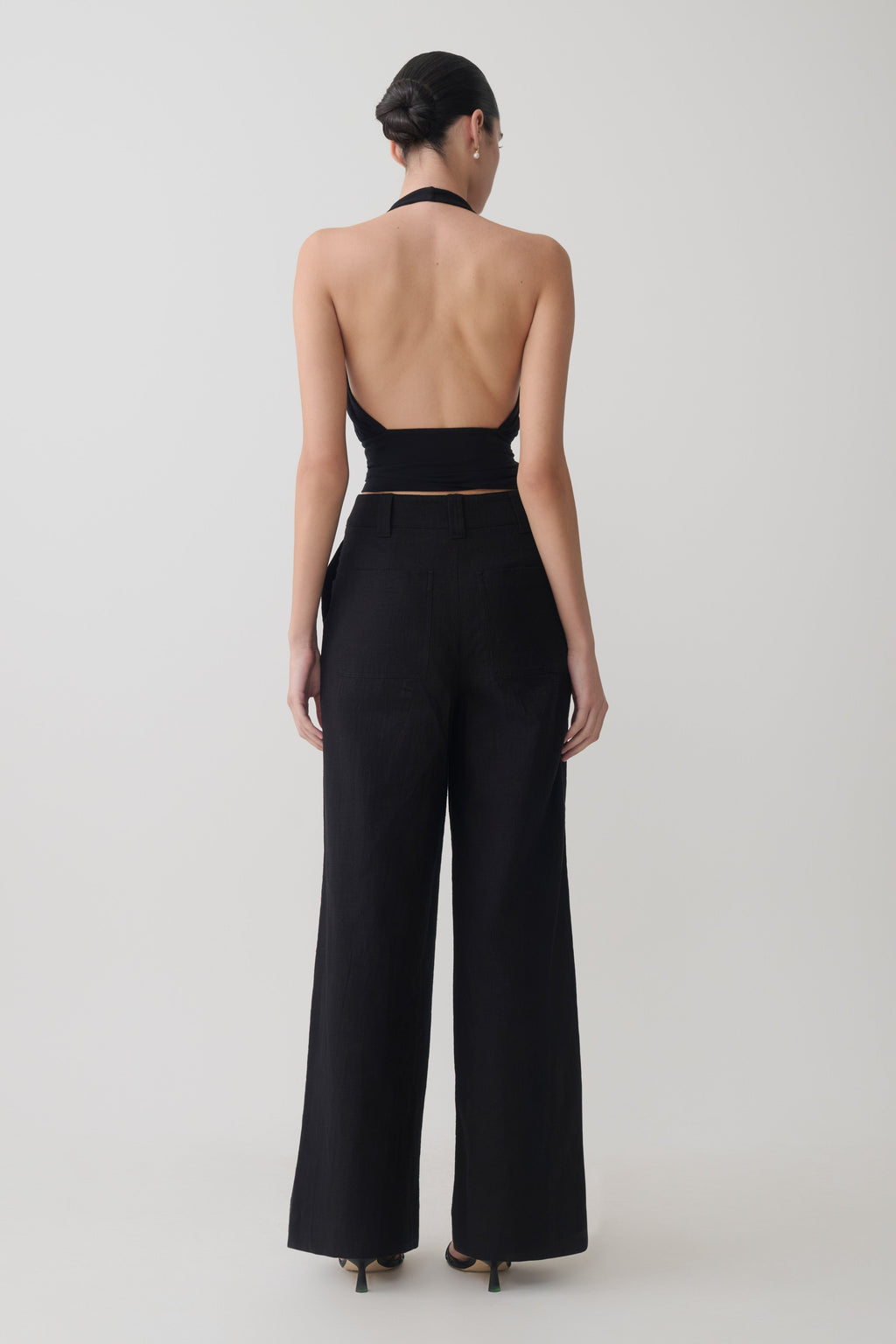 Jina Draped Halter Top - Black