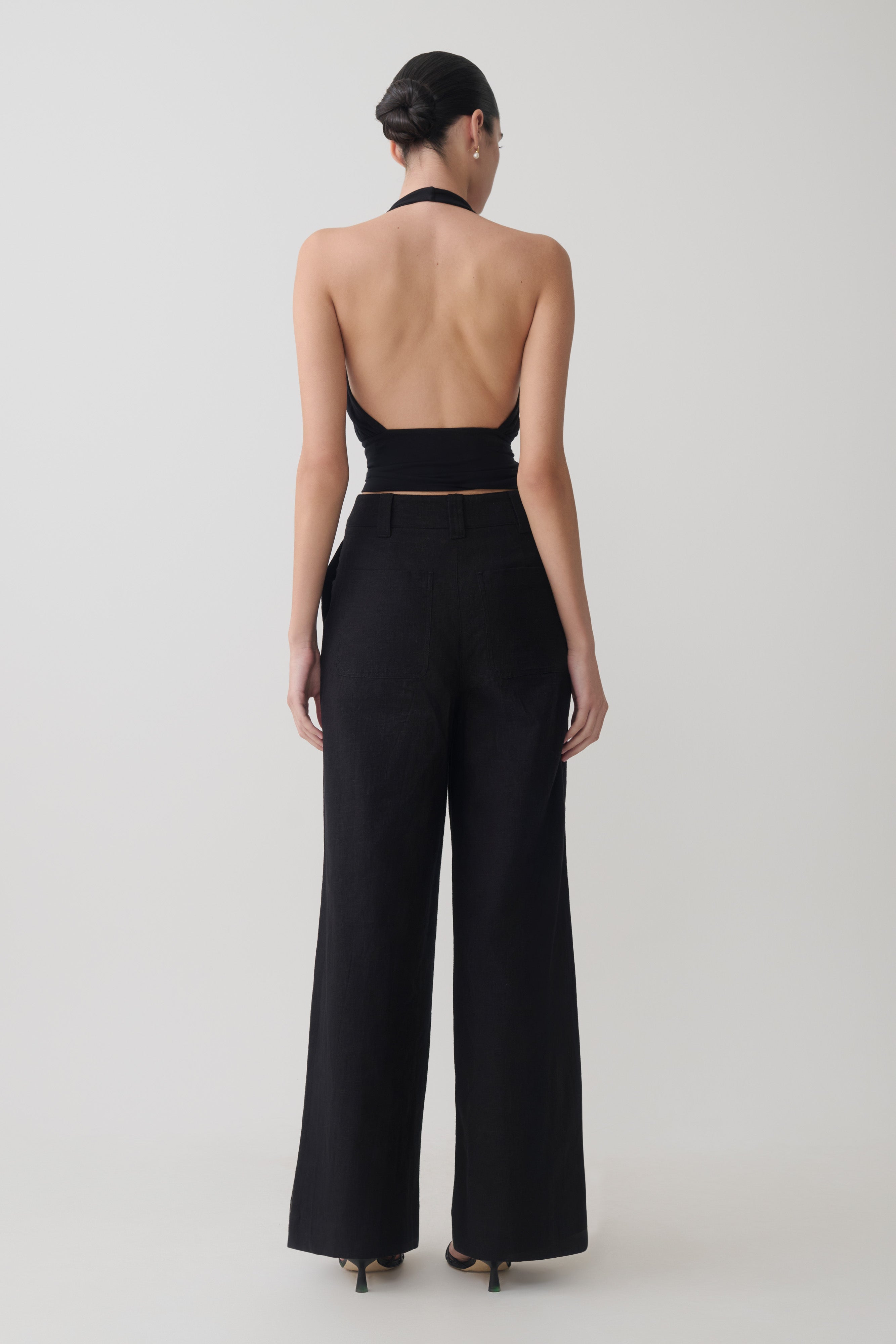 Jina Draped Halter Top - Black